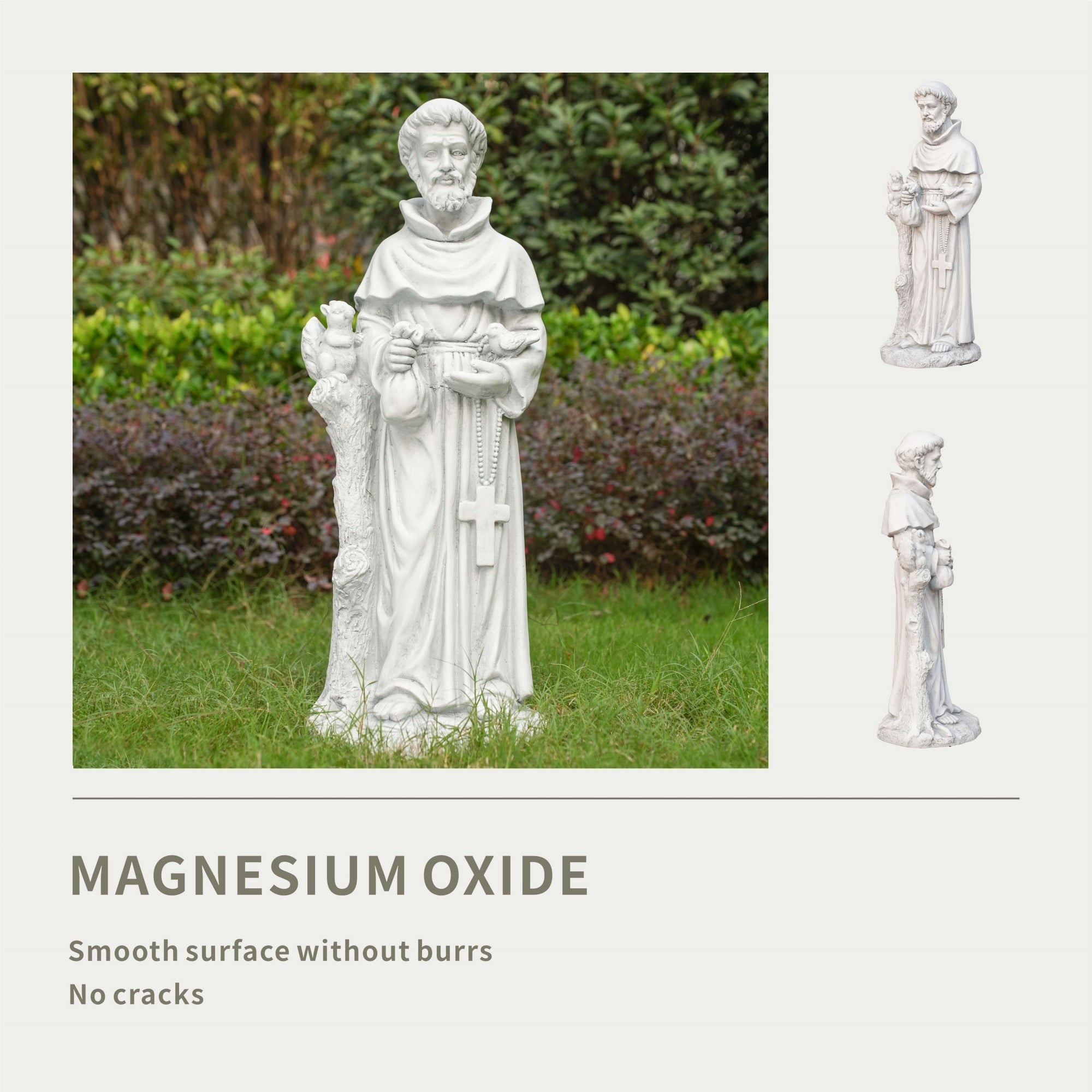 Premium Magnesium Oxide Saint Francis Sculpture – Detailed Religious Garden Décor