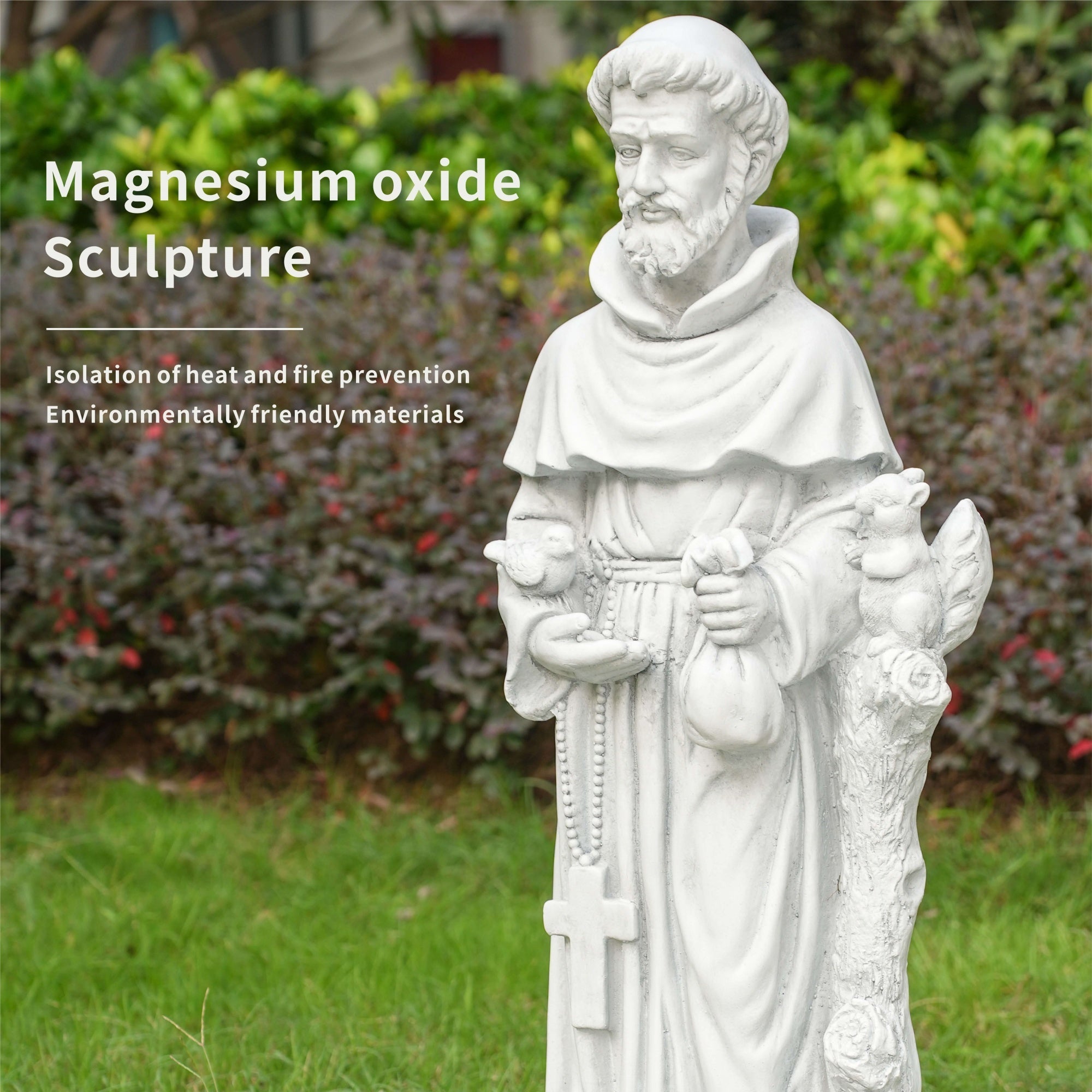 Premium Magnesium Oxide Saint Francis Sculpture – Detailed Religious Garden Décor