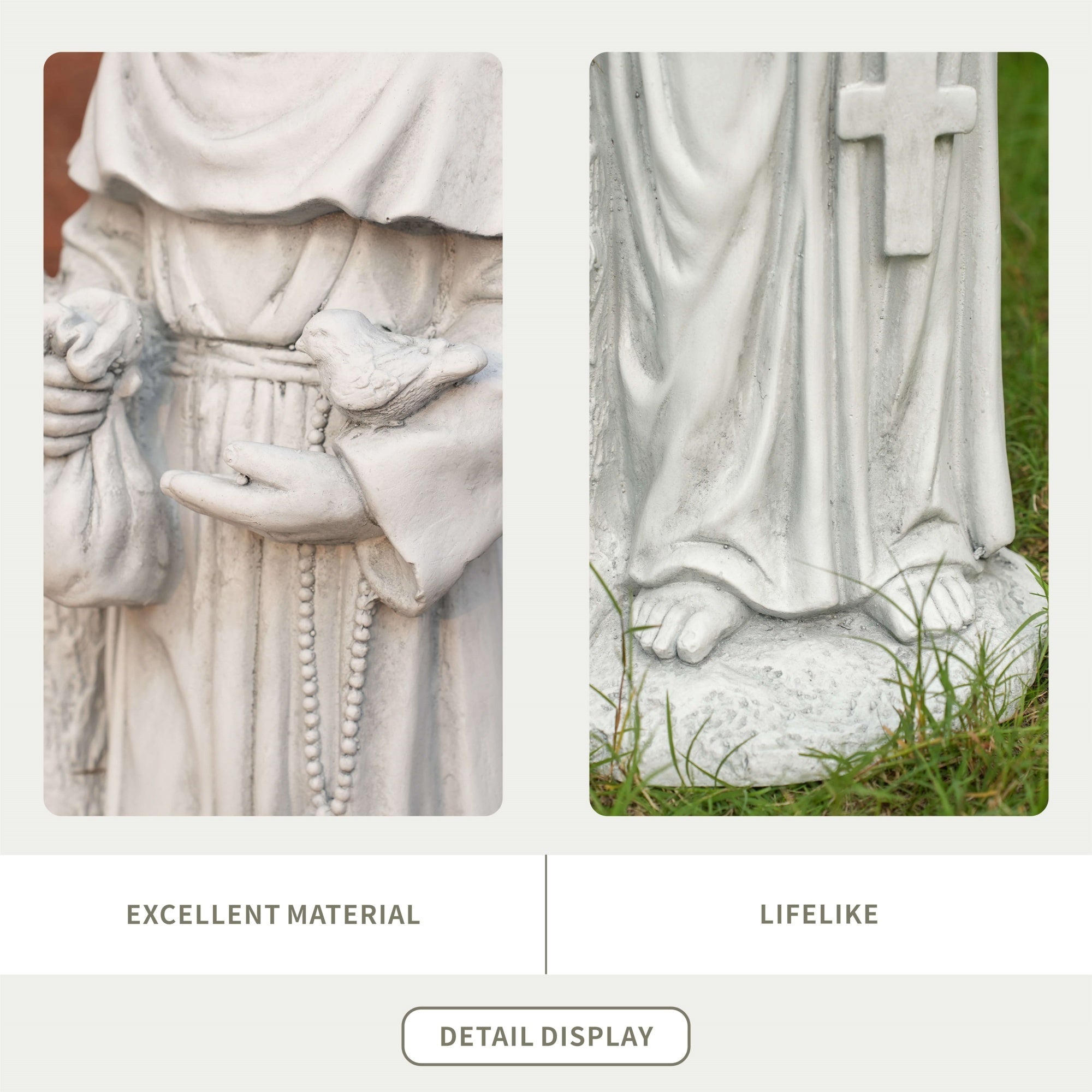 Premium Magnesium Oxide Saint Francis Sculpture – Detailed Religious Garden Décor