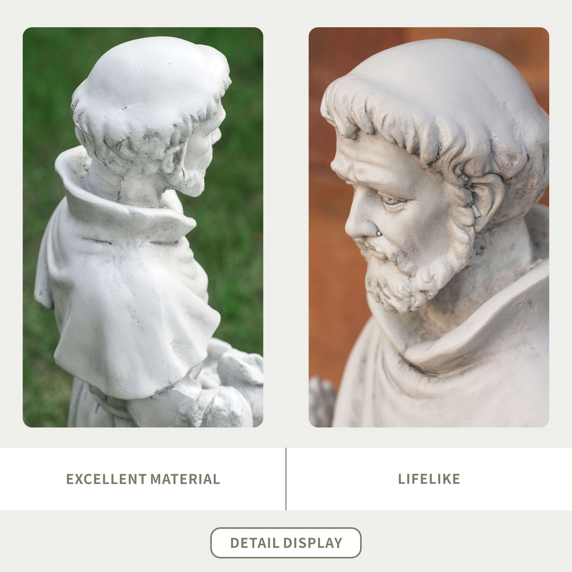 Premium Magnesium Oxide Saint Francis Sculpture – Detailed Religious Garden Décor