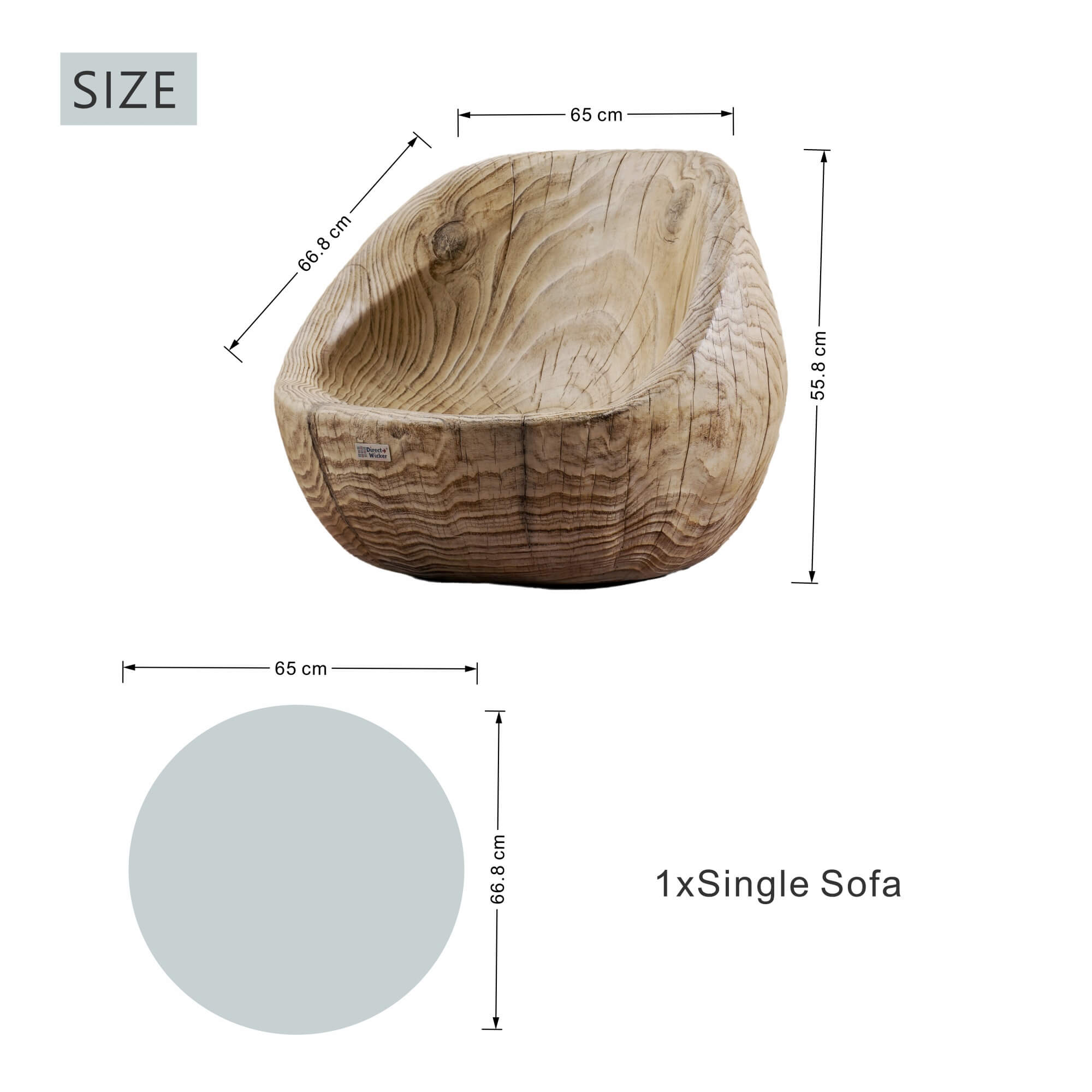 Single Seat Sofa Chair (Small) – Terrafab Composite Material（PAC-24920SC）