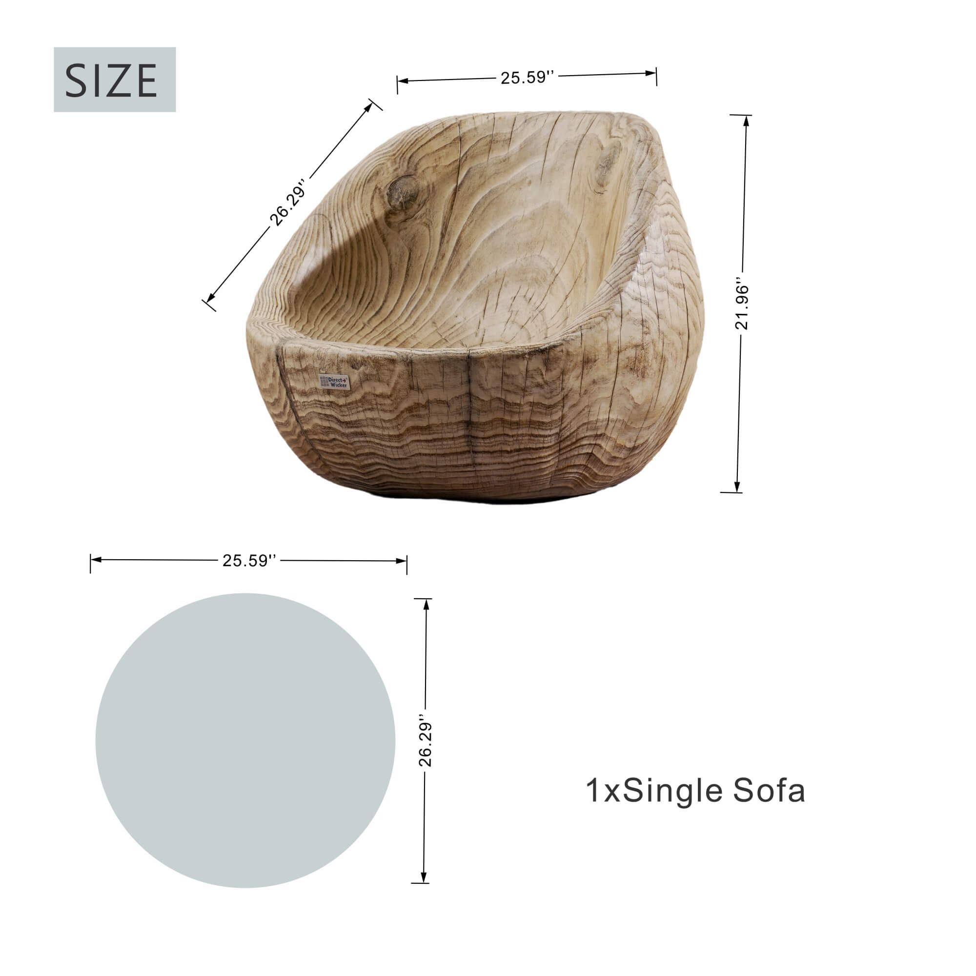 Single Seat Sofa Chair (Small) – Terrafab Composite Material（PAC-24920SC）
