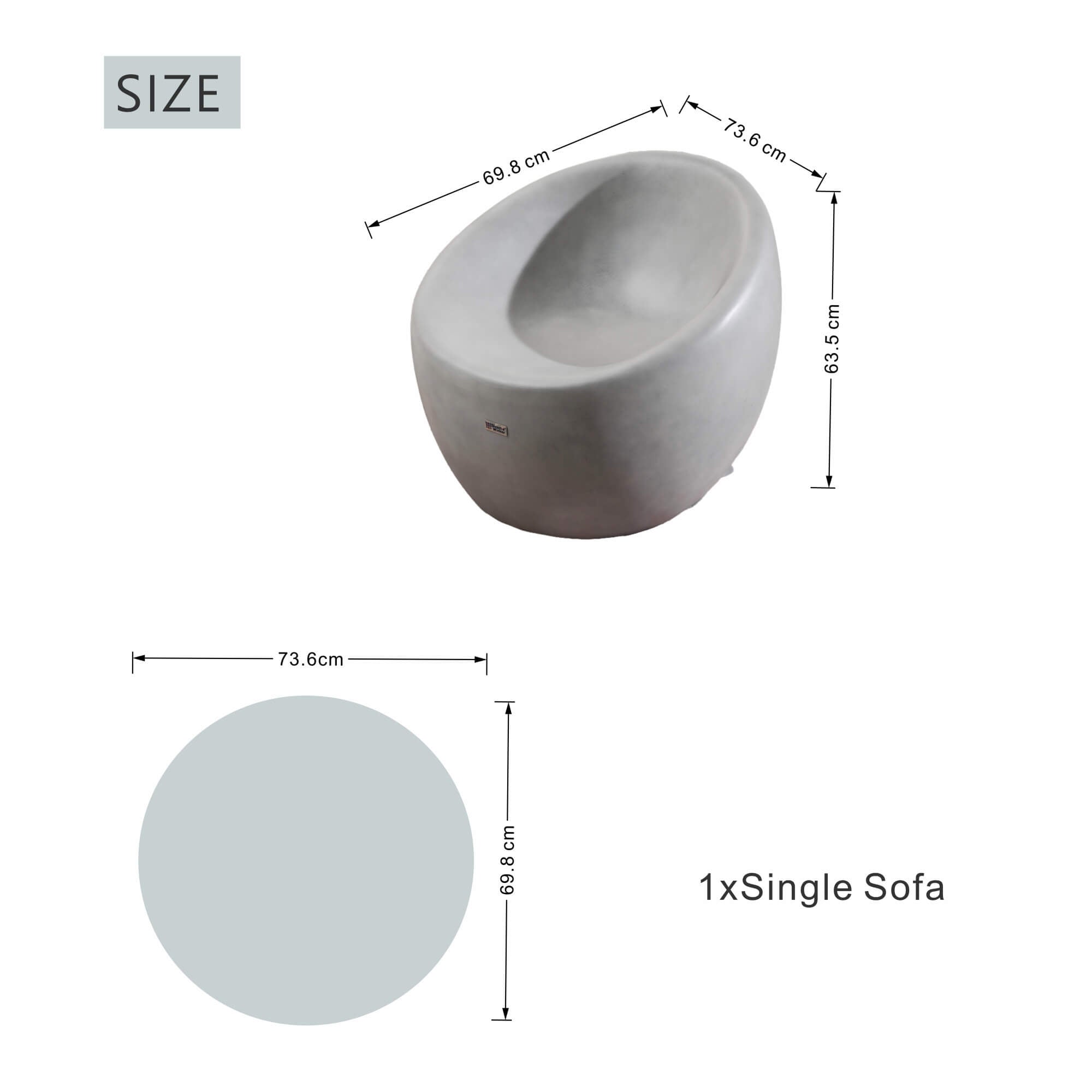 Single Seat Sofa Chair – Terrafab Composite Material with Iron Frame（PAC-24921SC）