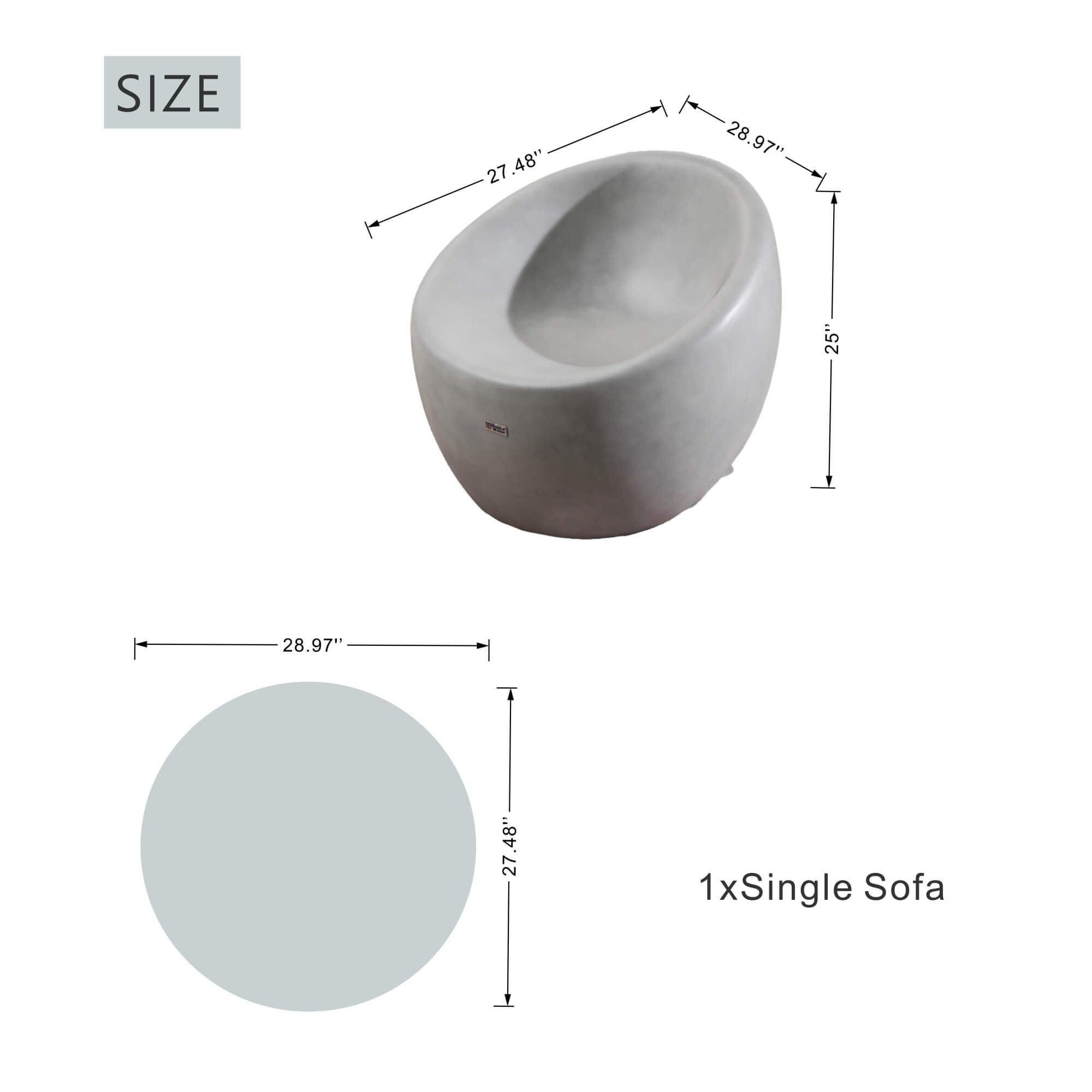 Single Seat Sofa Chair – Terrafab Composite Material with Iron Frame（PAC-24921SC）