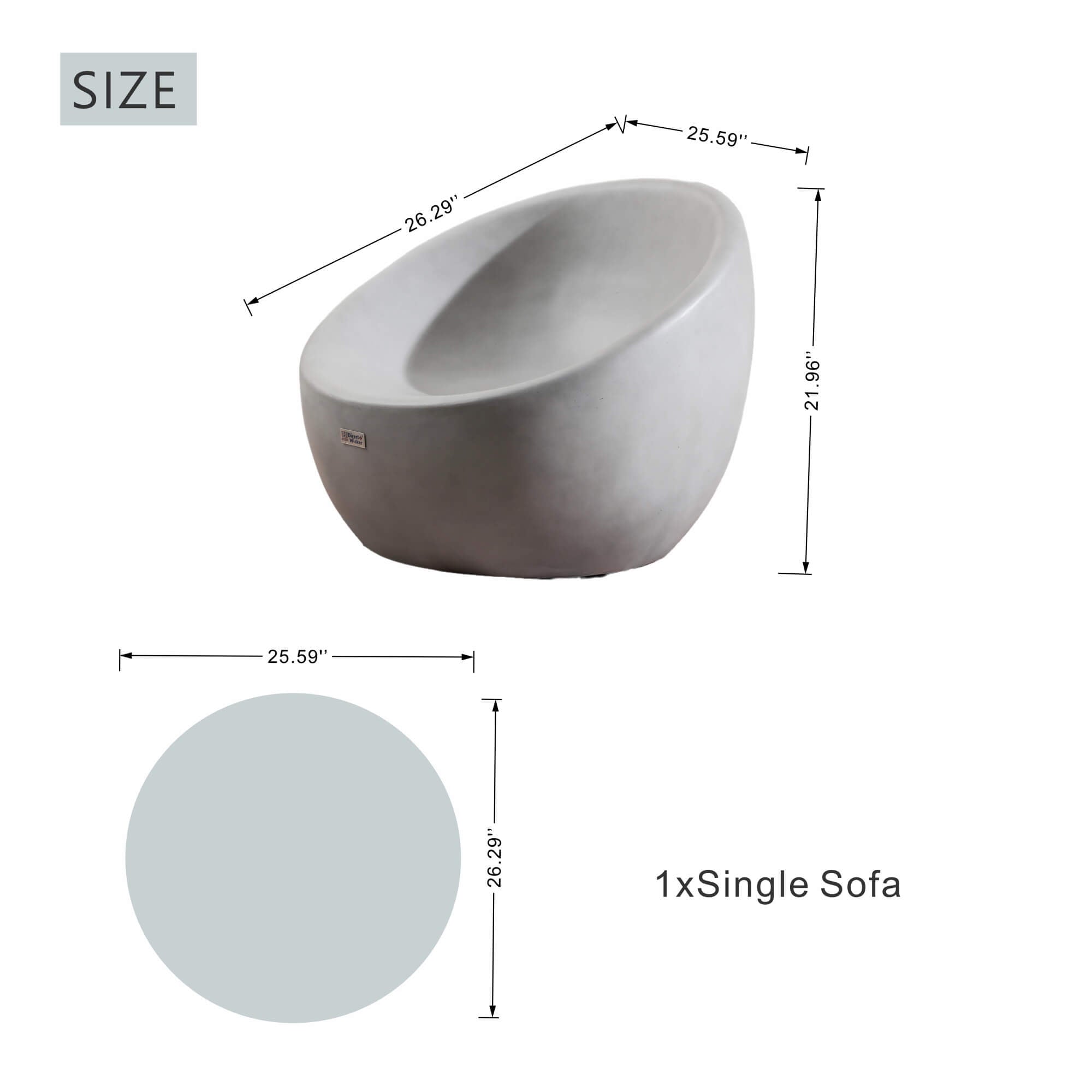 Grey Single Seat Sofa Chair (Small) – Terrafab Composite Material
