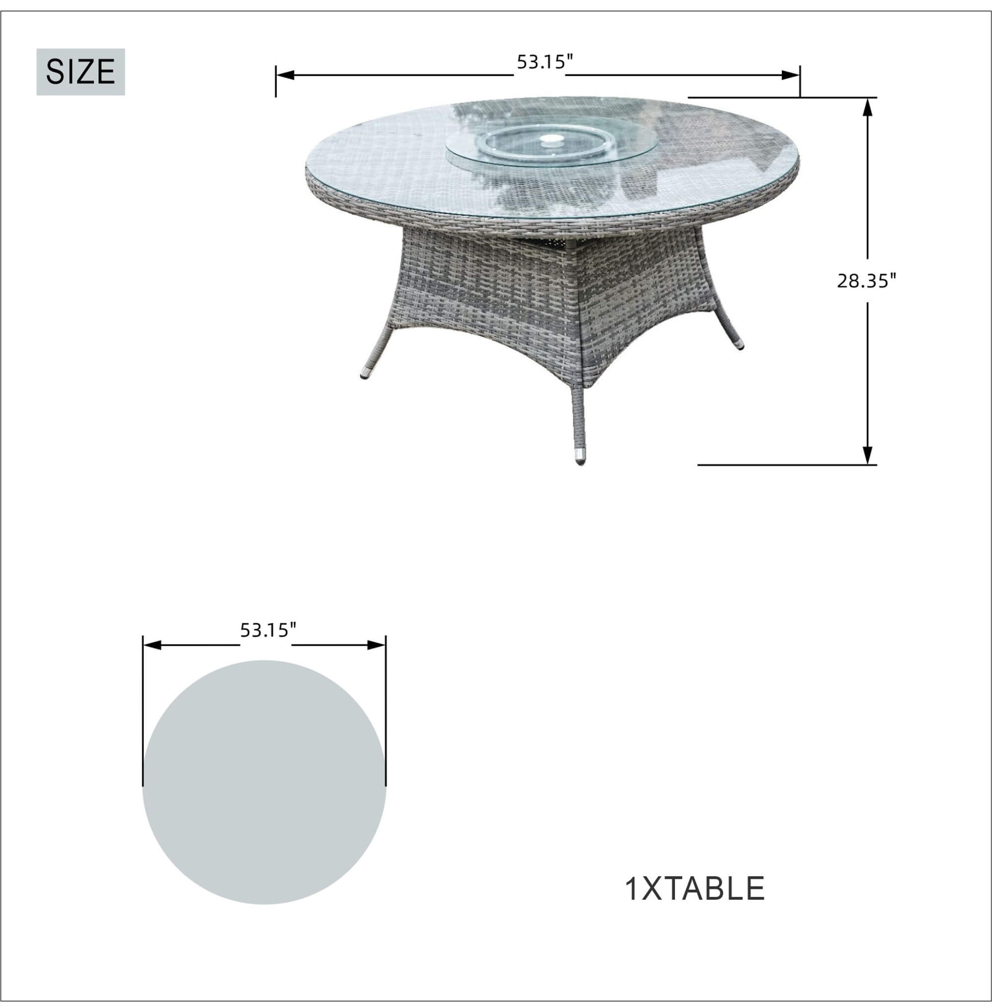 Parma 6-Seat Outdoor Dining Set – Round Dining Table with Glass Turntable (PAD-1711)