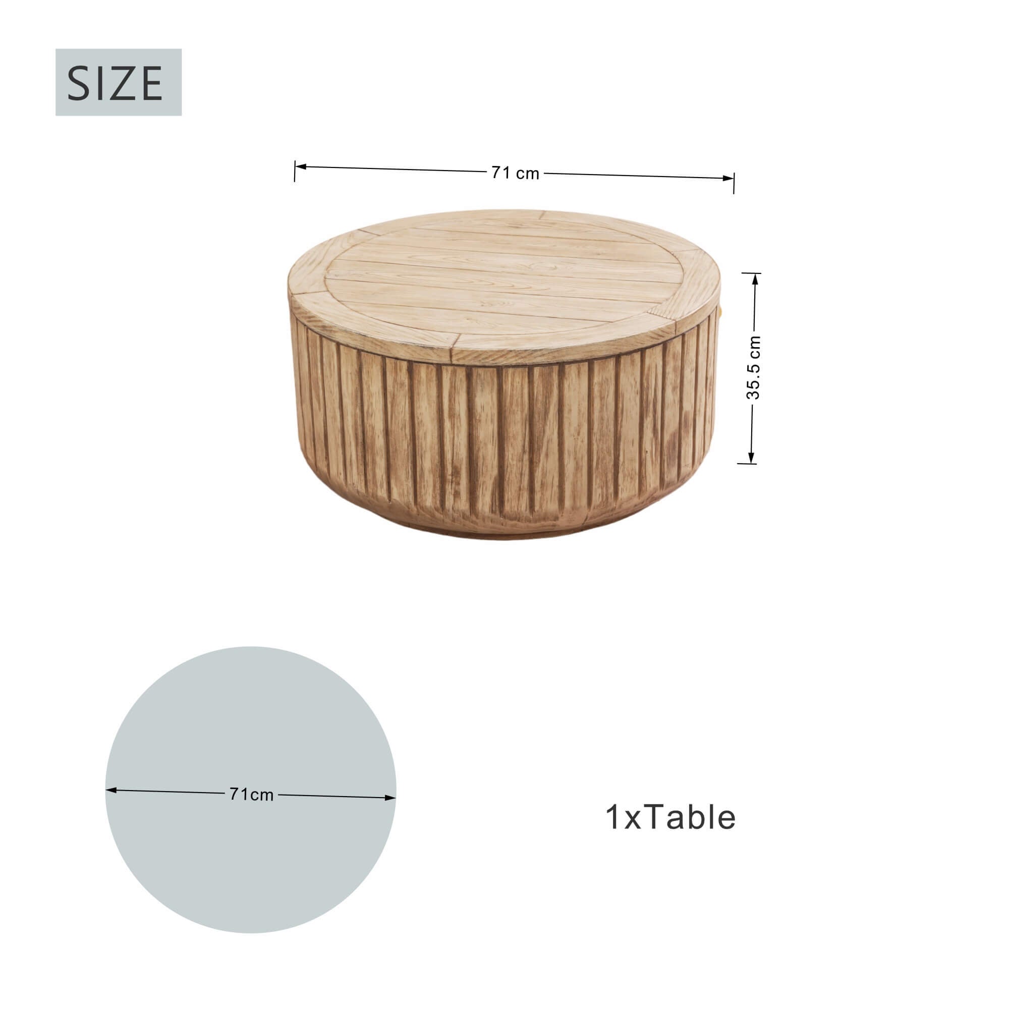 Brown Round Coffee Table – Terrafab Composite Material with Iron Frame（PAD-24926TA）