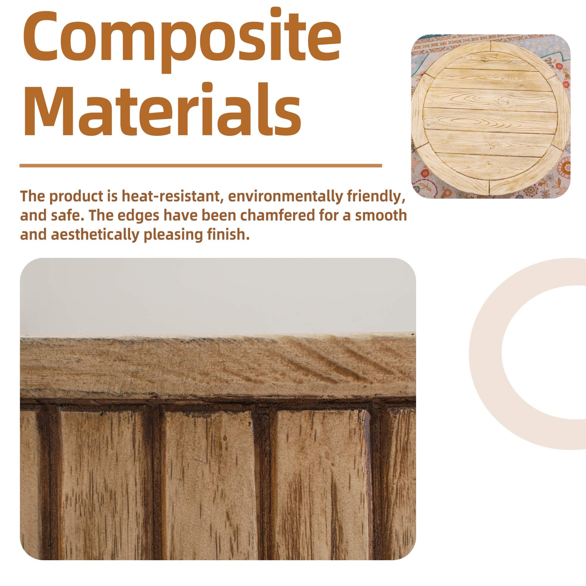 Brown Round Coffee Table – Terrafab Composite Material with Iron Frame（PAD-24926TA）