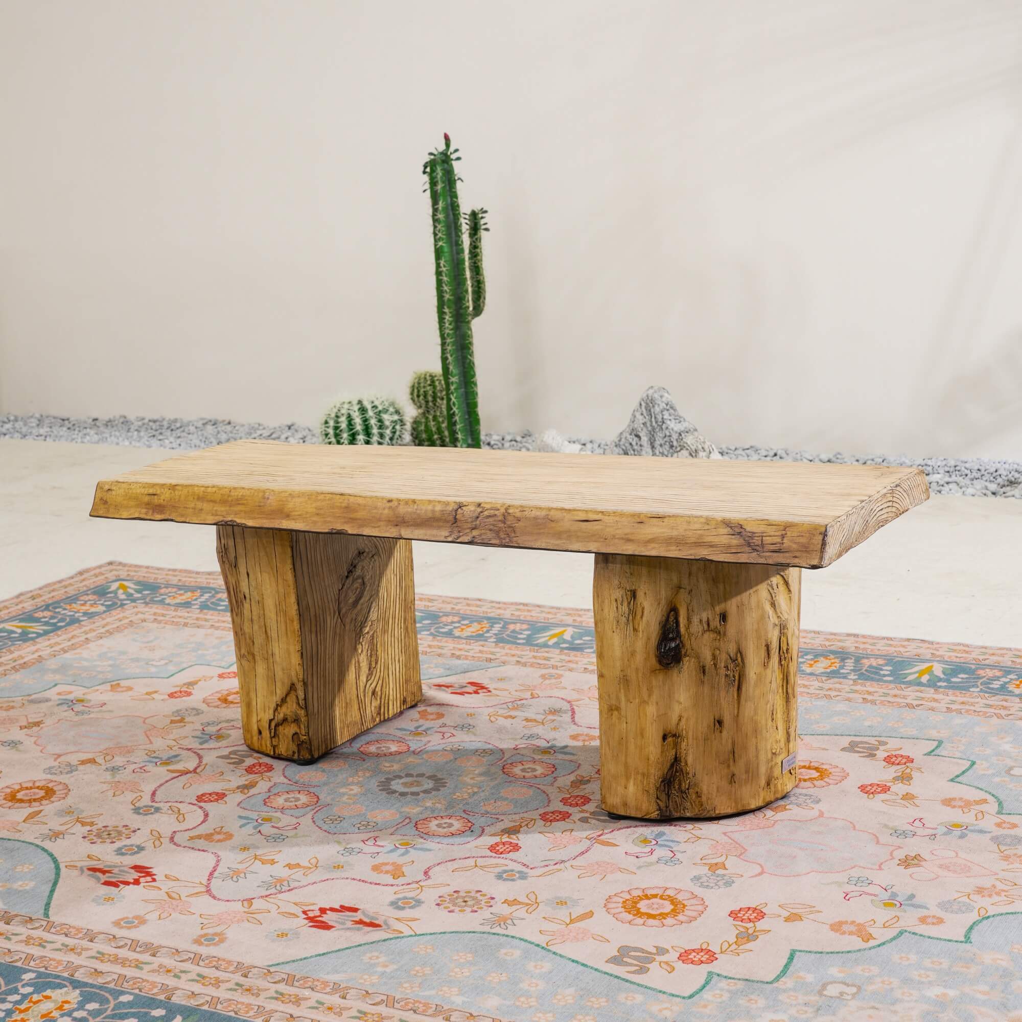 Natural Wood Coffee Table – Terrafab Composite Material with Iron Frame（PAD-24927TA）