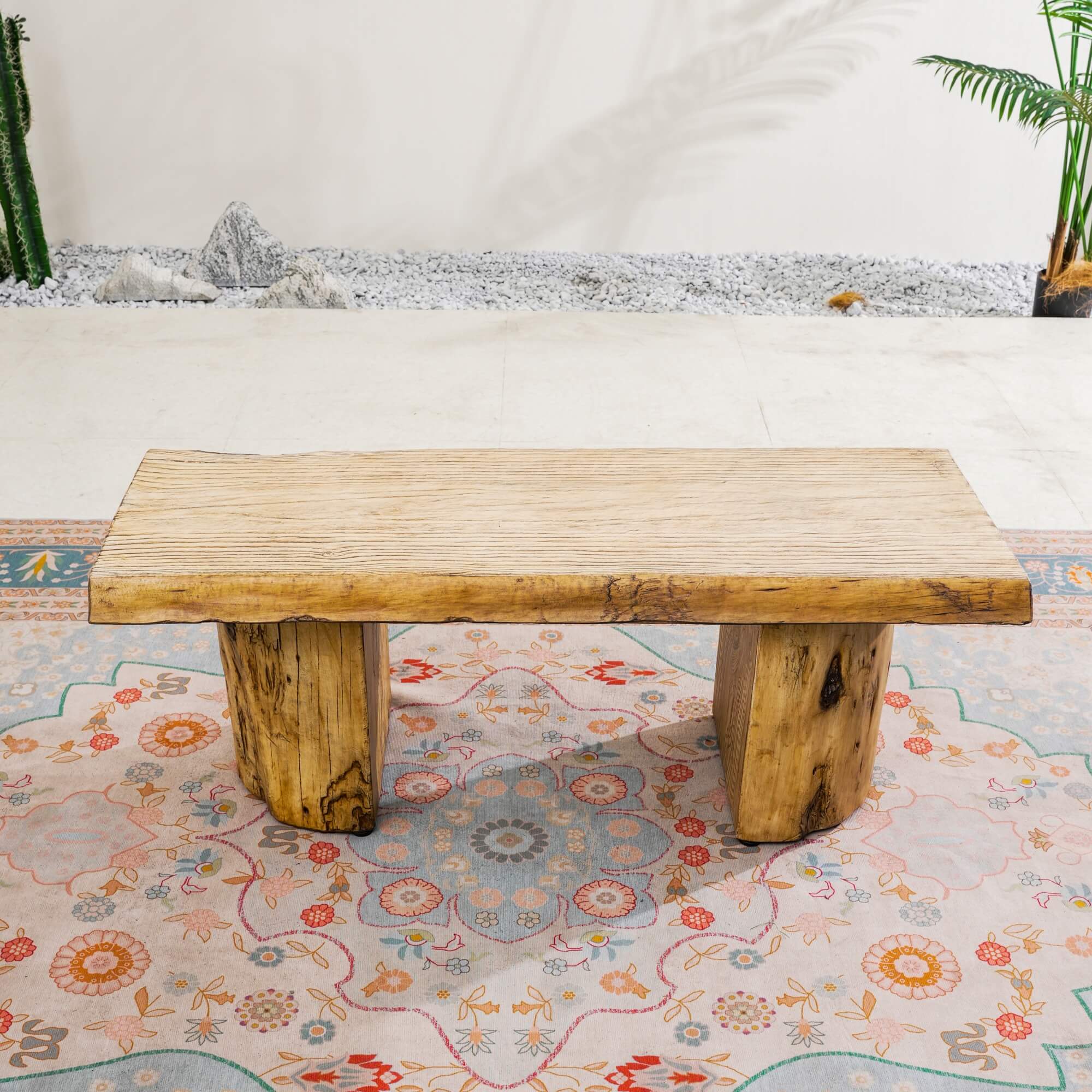 Natural Wood Coffee Table – Terrafab Composite Material with Iron Frame（PAD-24927TA）