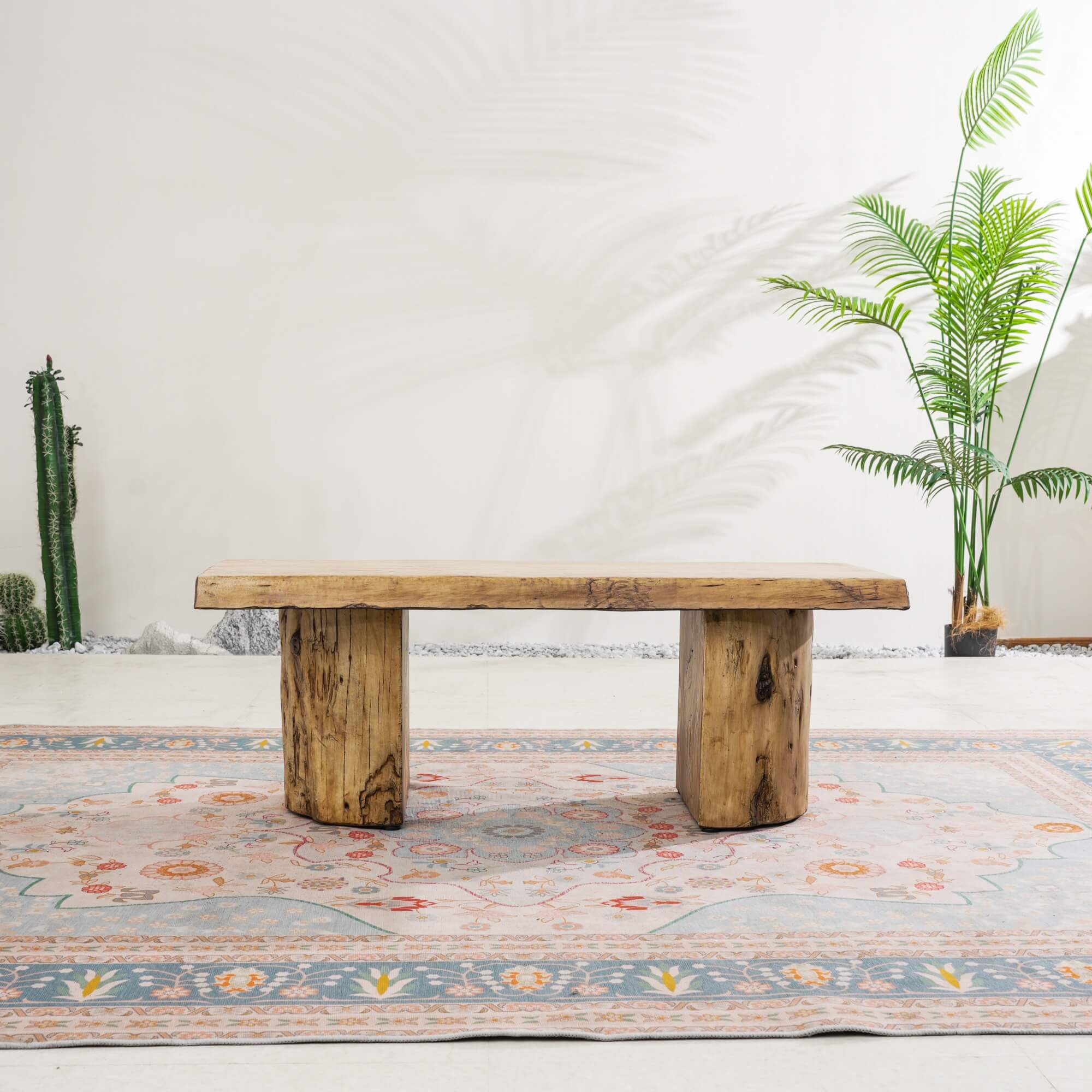 Natural Wood Coffee Table – Terrafab Composite Material with Iron Frame（PAD-24927TA）