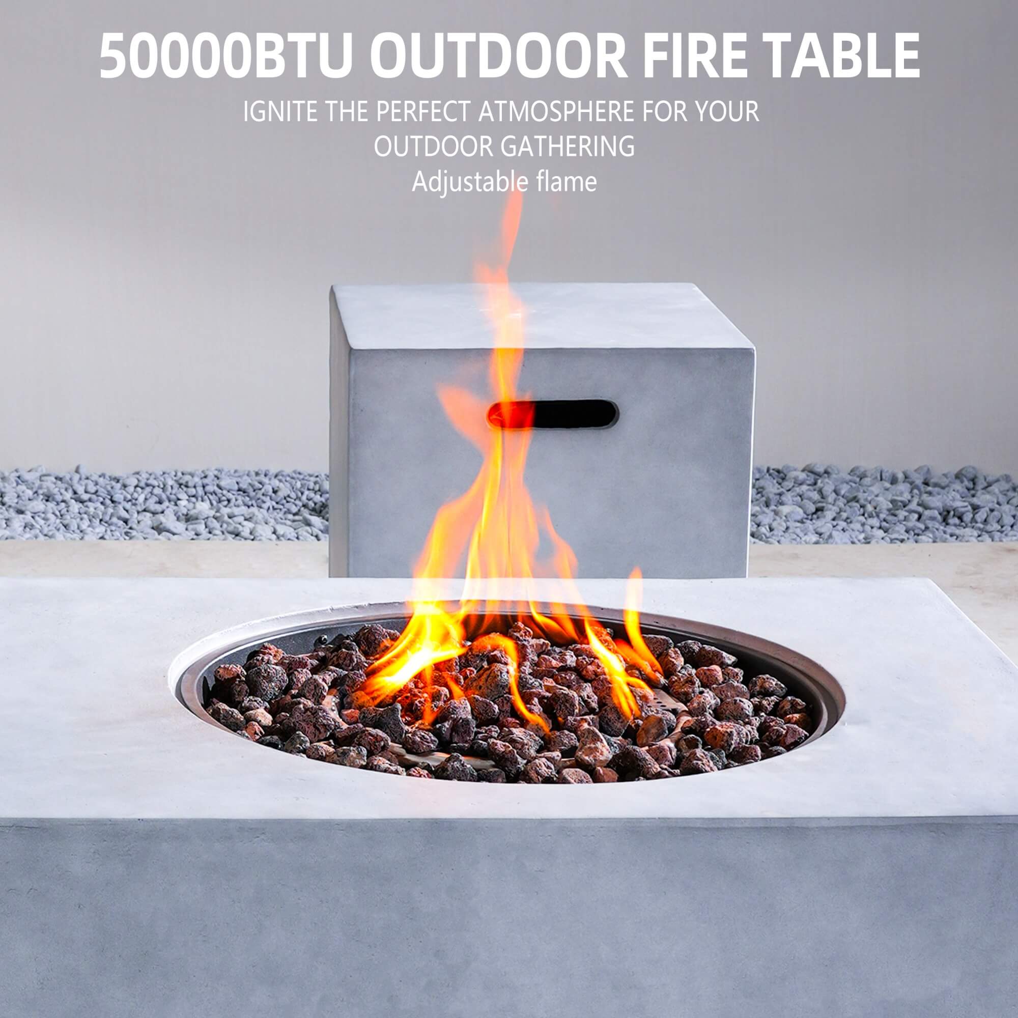 Round Fire Pit Table with Propane Tank Side Table