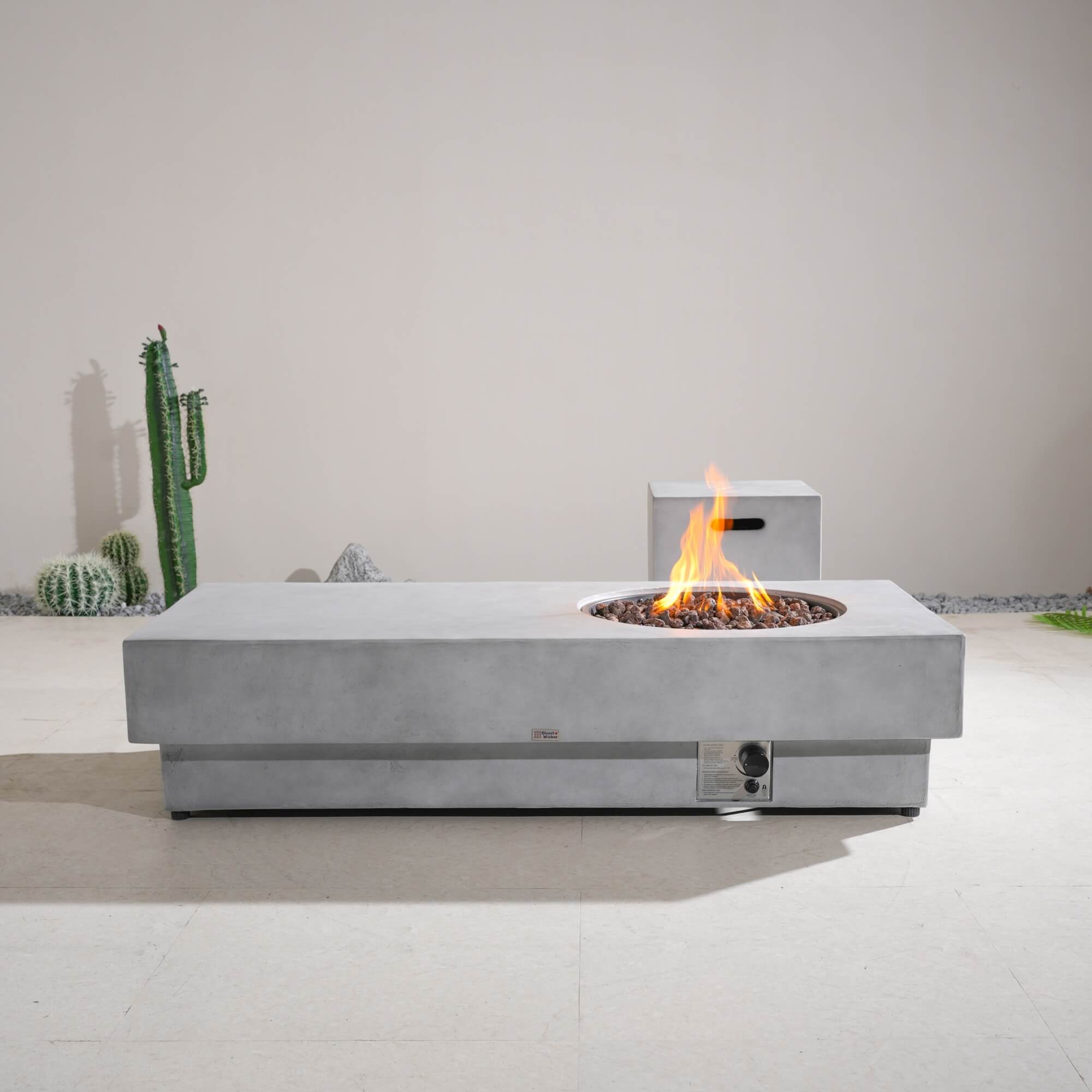 Round Fire Pit Table with Propane Tank Side Table