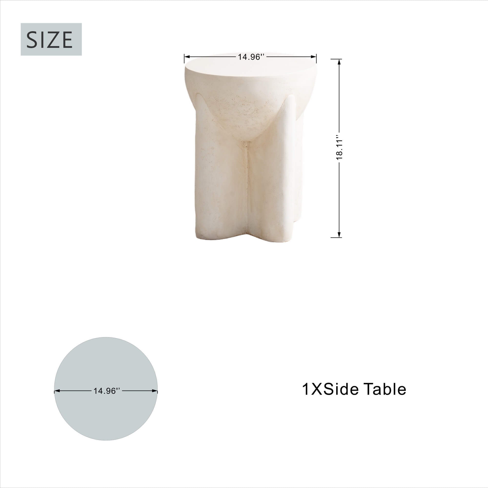 Premium Magnesium Oxide Round Side Coffee Table – Cream Color with Adjustable Knob