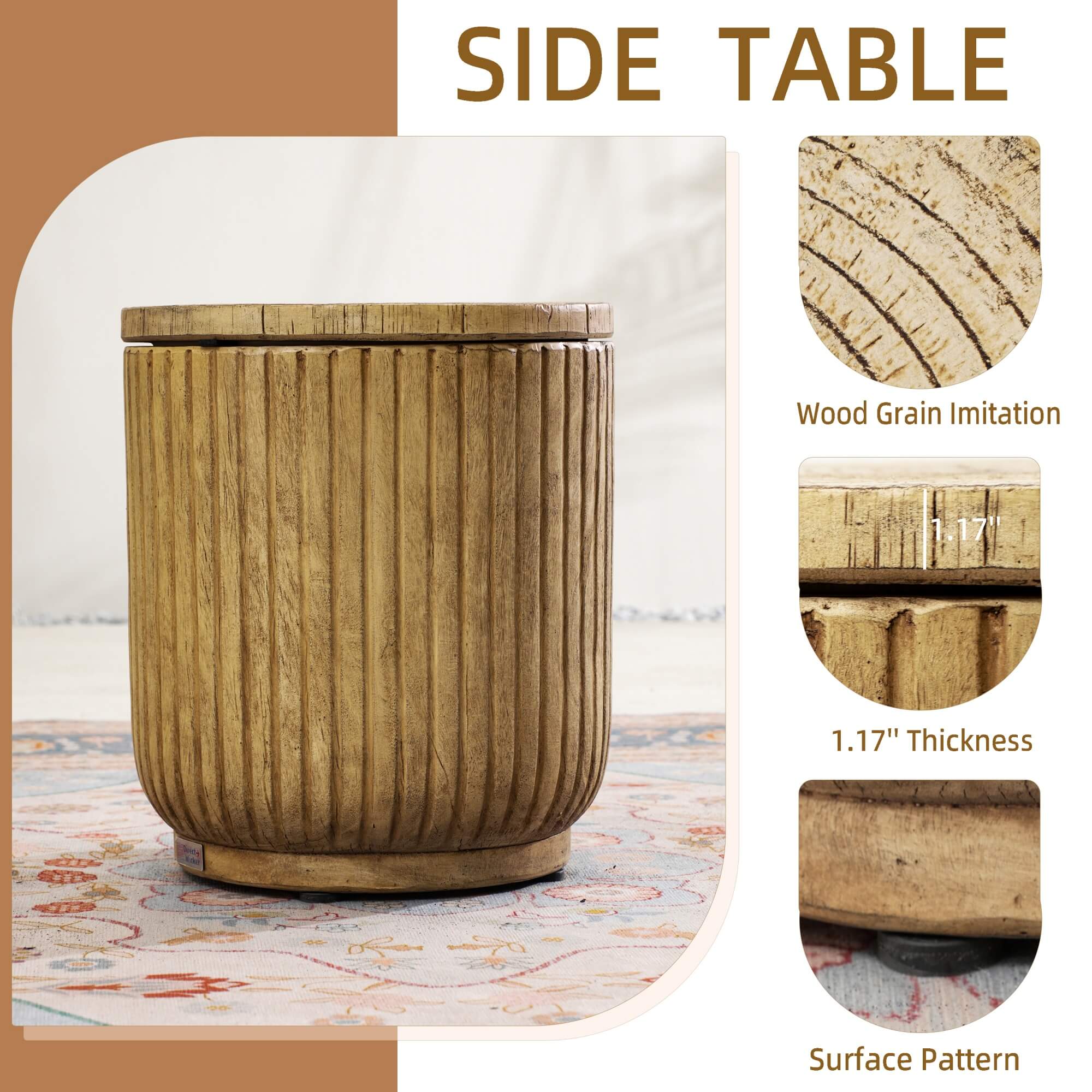 Brown Side Table with Ice Bucket – Terrafab Composite Material（PAT-24917IB）