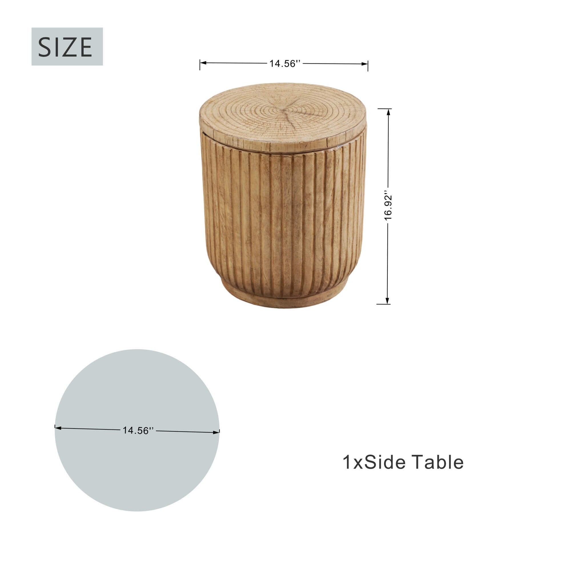 Brown Side Table with Ice Bucket – Terrafab Composite Material（PAT-24917IB）
