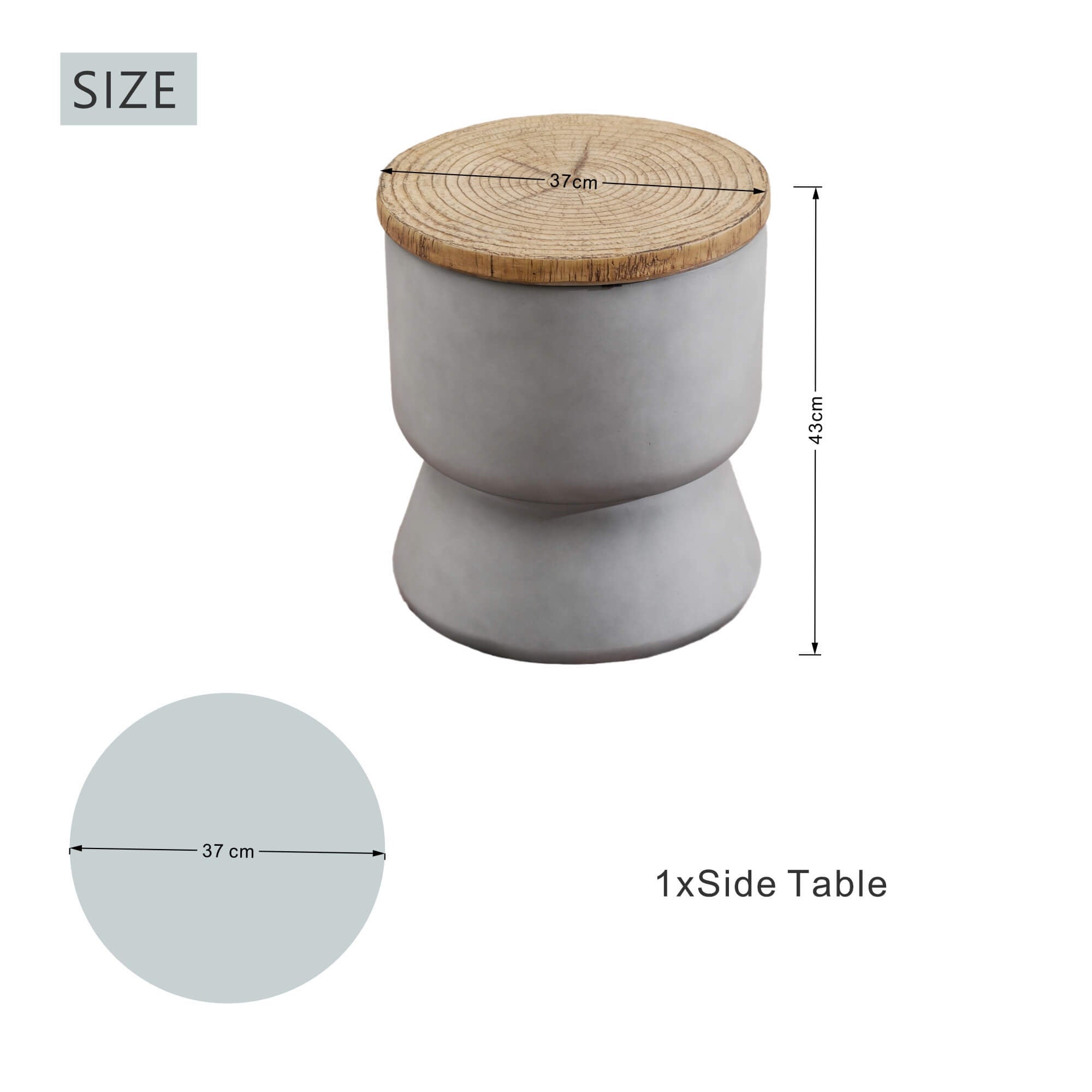 Silver Gray Side Table with Ice Bucket – Terrafab Composite Material（PAT-24918IB）