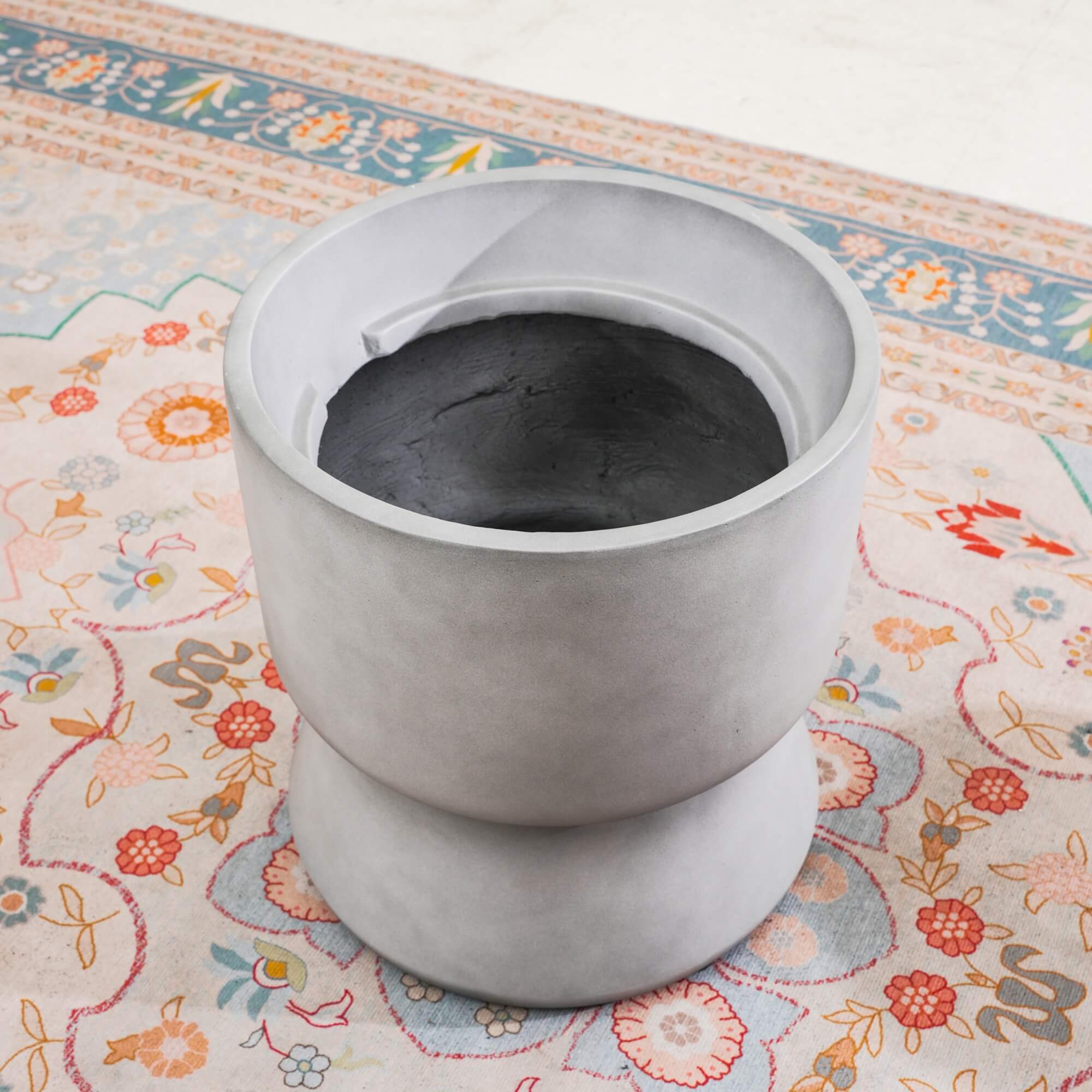 Silver Gray Side Table with Ice Bucket – Terrafab Composite Material（PAT-24918IB）