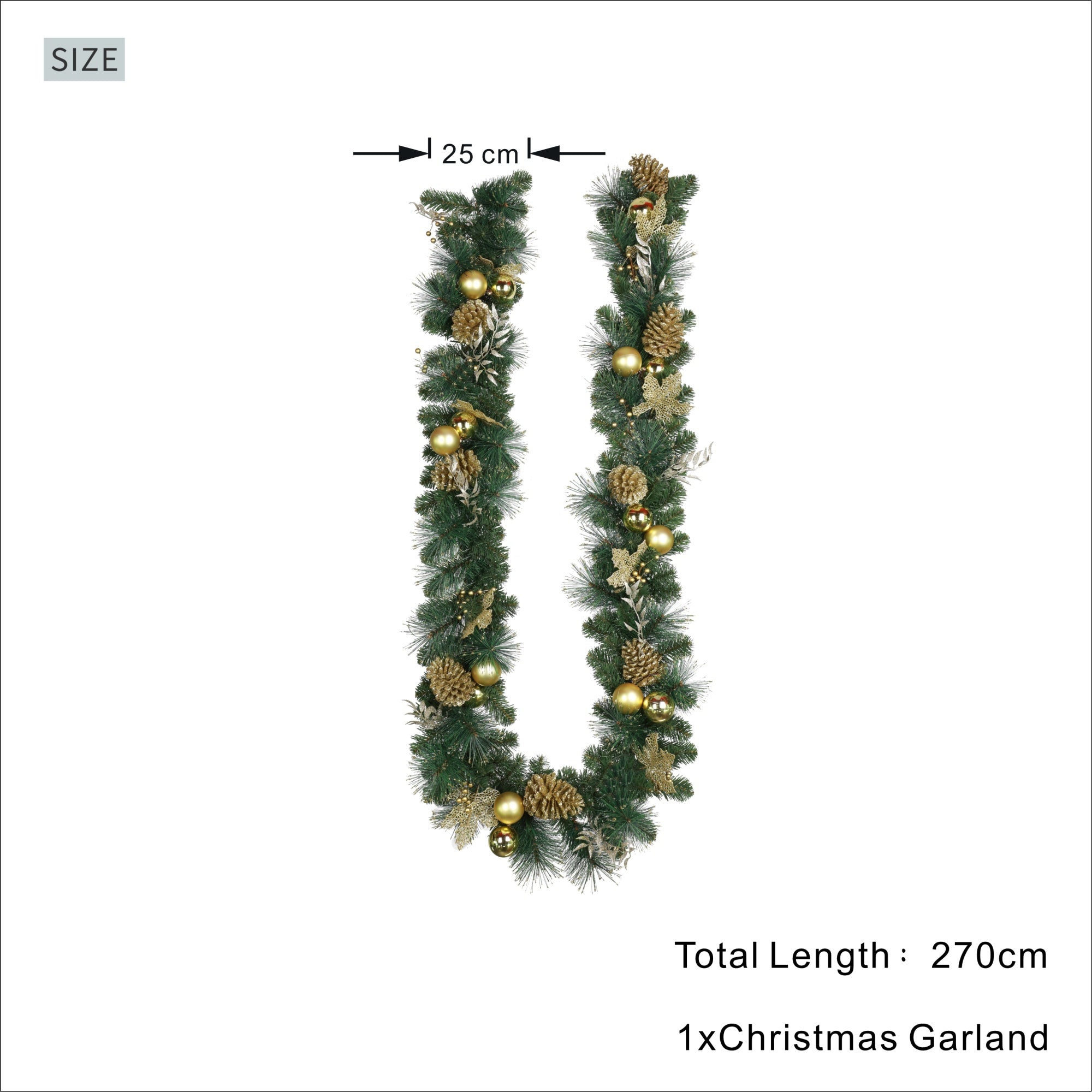 Artificial Christmas Garland Collection – 270cm (PJG-2511 / PJG-2513)