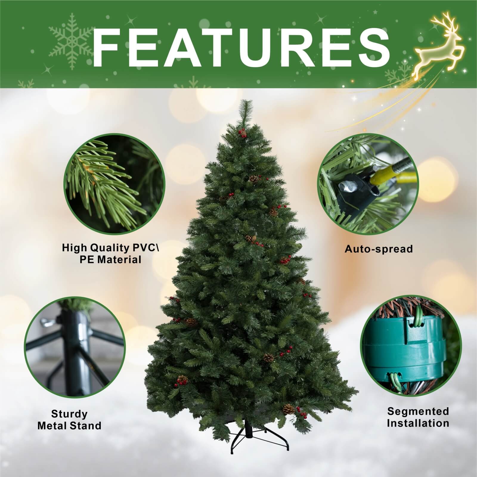 Artificial Christmas Tree – Classic Green Holiday Decoration（PJT-2502）