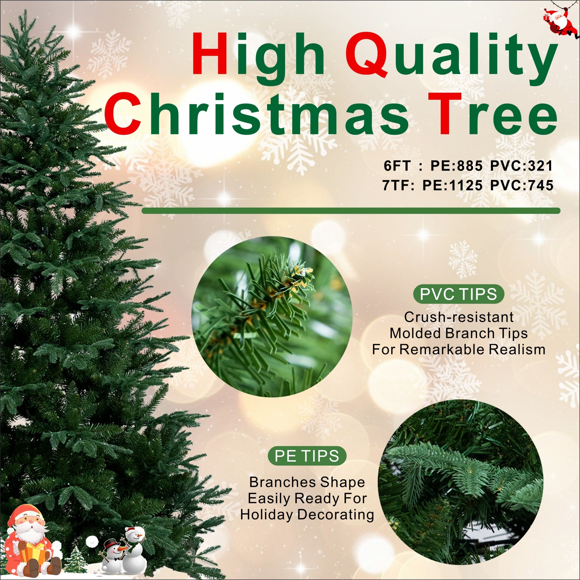 Artificial Christmas Tree – 6FT / 7FT Classic Green Holiday Decoration（PJT-2503）