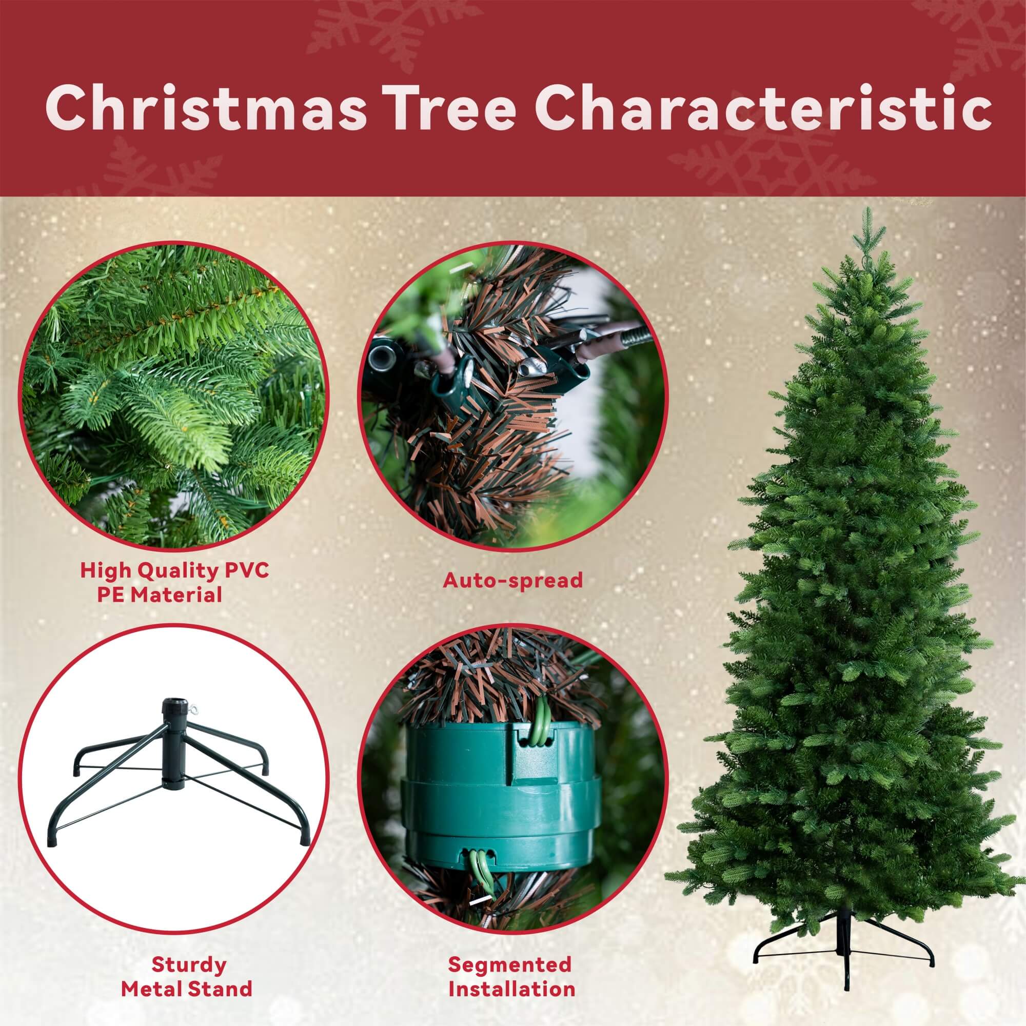 Artificial Christmas Tree – 6FT / 7FT Classic Green Holiday Decoration（PJT-2505）