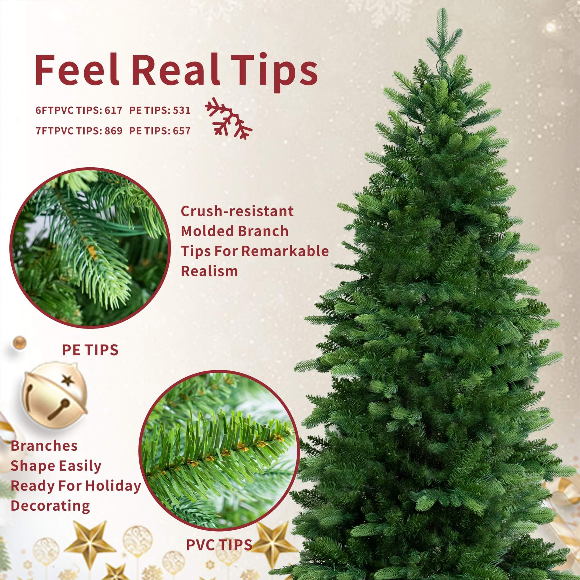 Artificial Christmas Tree – 6FT / 7FT Classic Green Holiday Decoration（PJT-2505）
