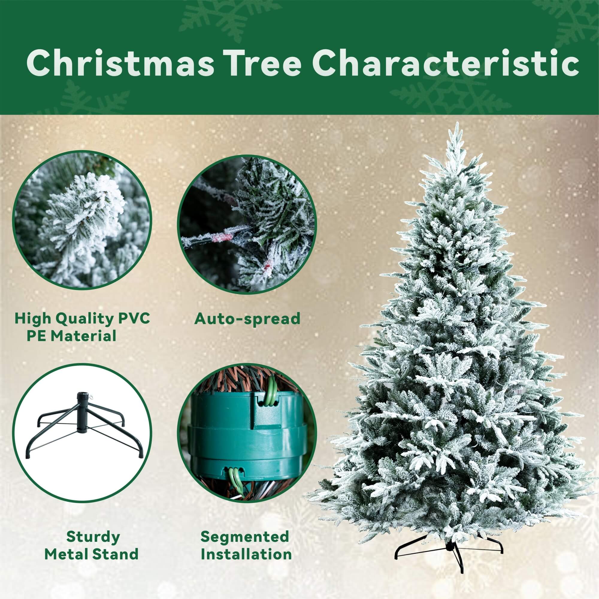 Artificial Christmas Tree – 6FT / 7FT Classic Green Holiday Decoration（PJT-2506）