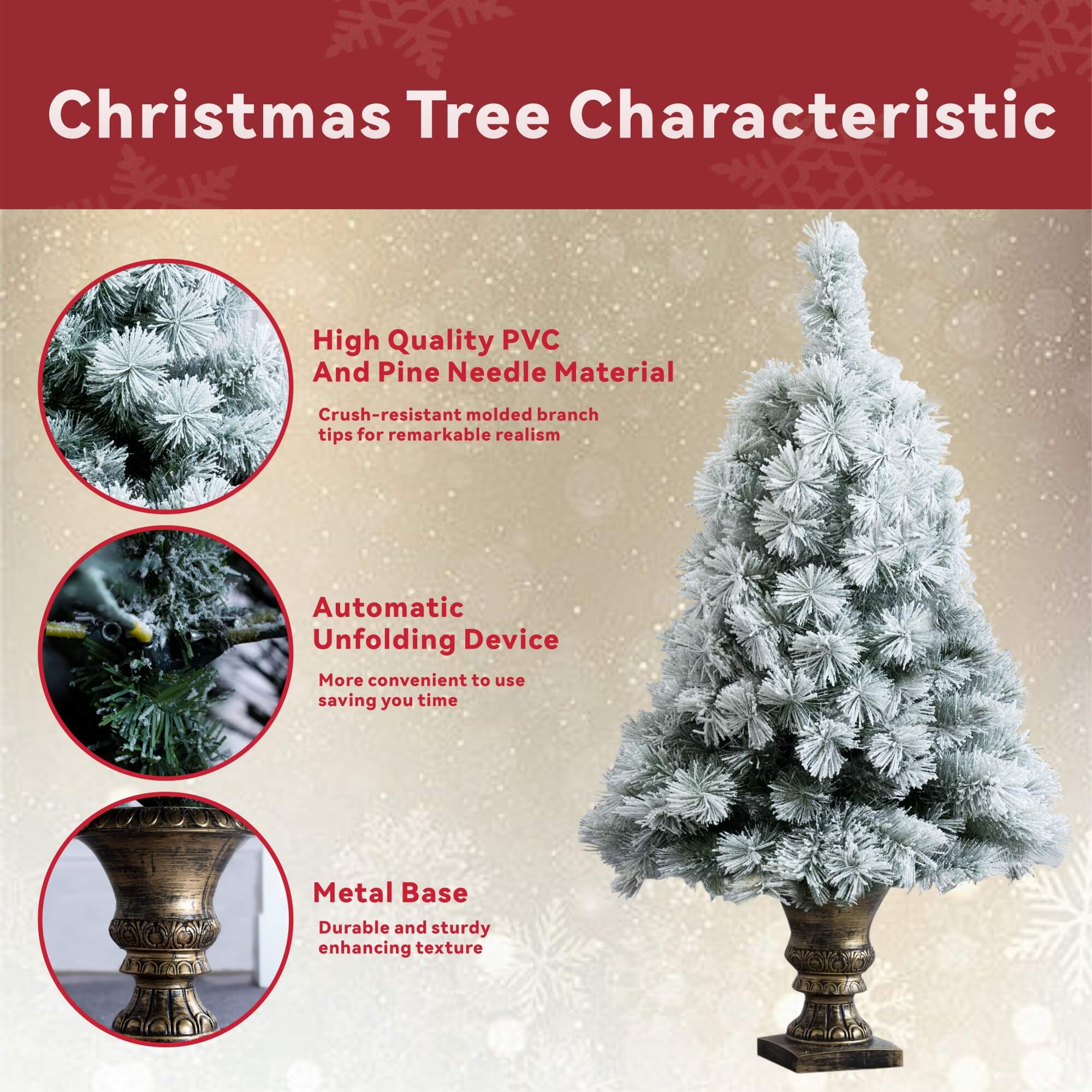 4FT Artificial Christmas Tree – White Pine Needle Design（PJT-2508）