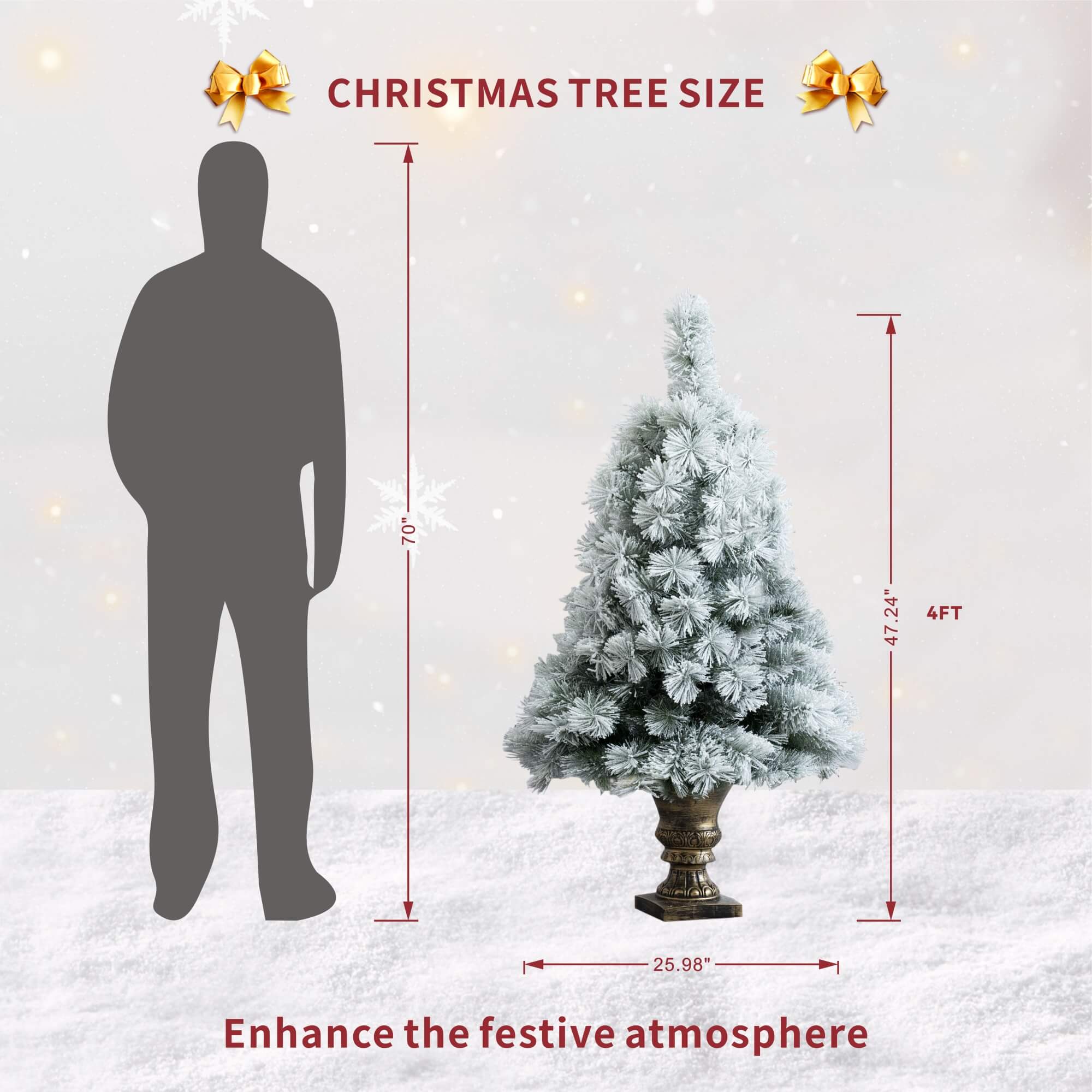4FT Artificial Christmas Tree – White Pine Needle Design（PJT-2508）