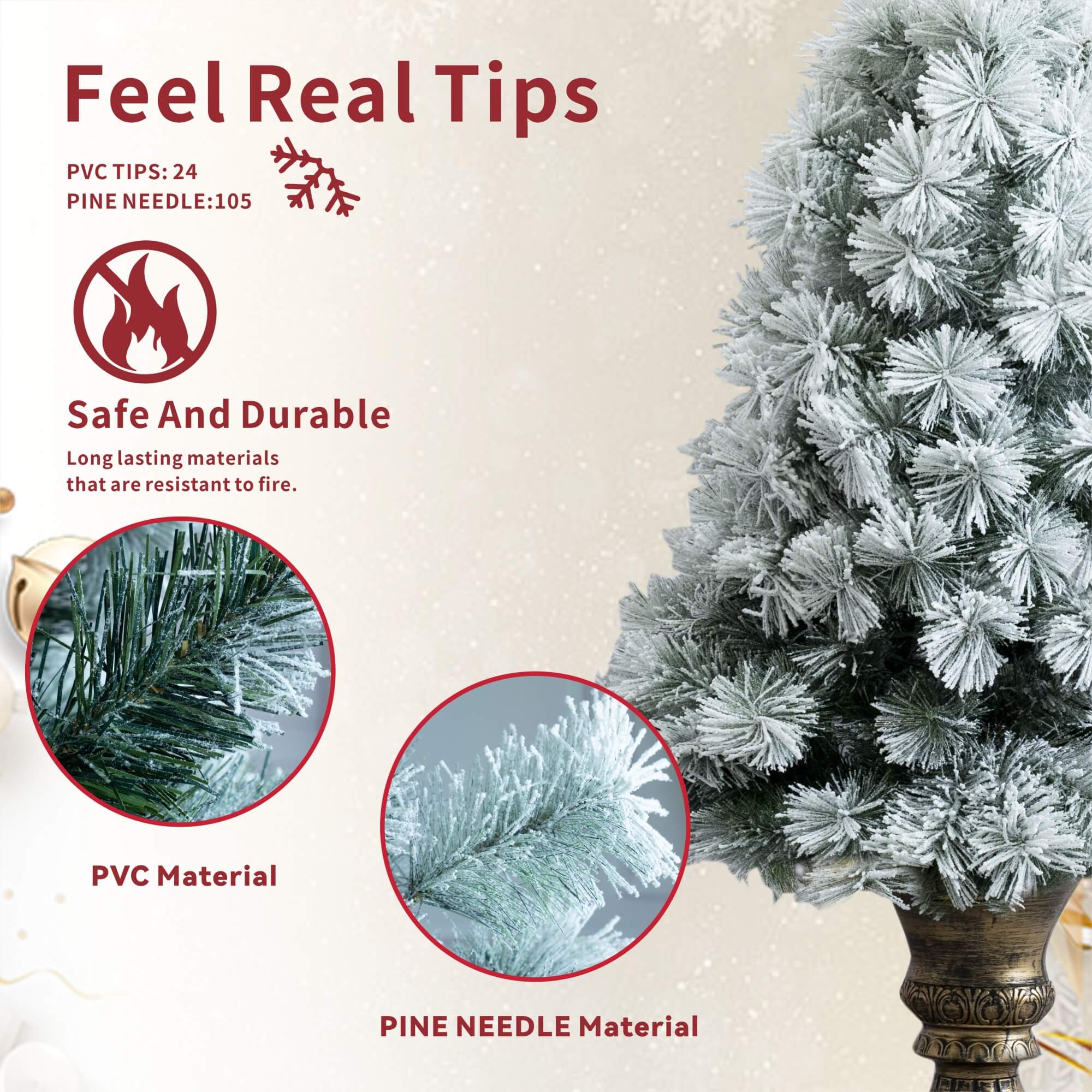 4FT Artificial Christmas Tree – White Pine Needle Design（PJT-2508）
