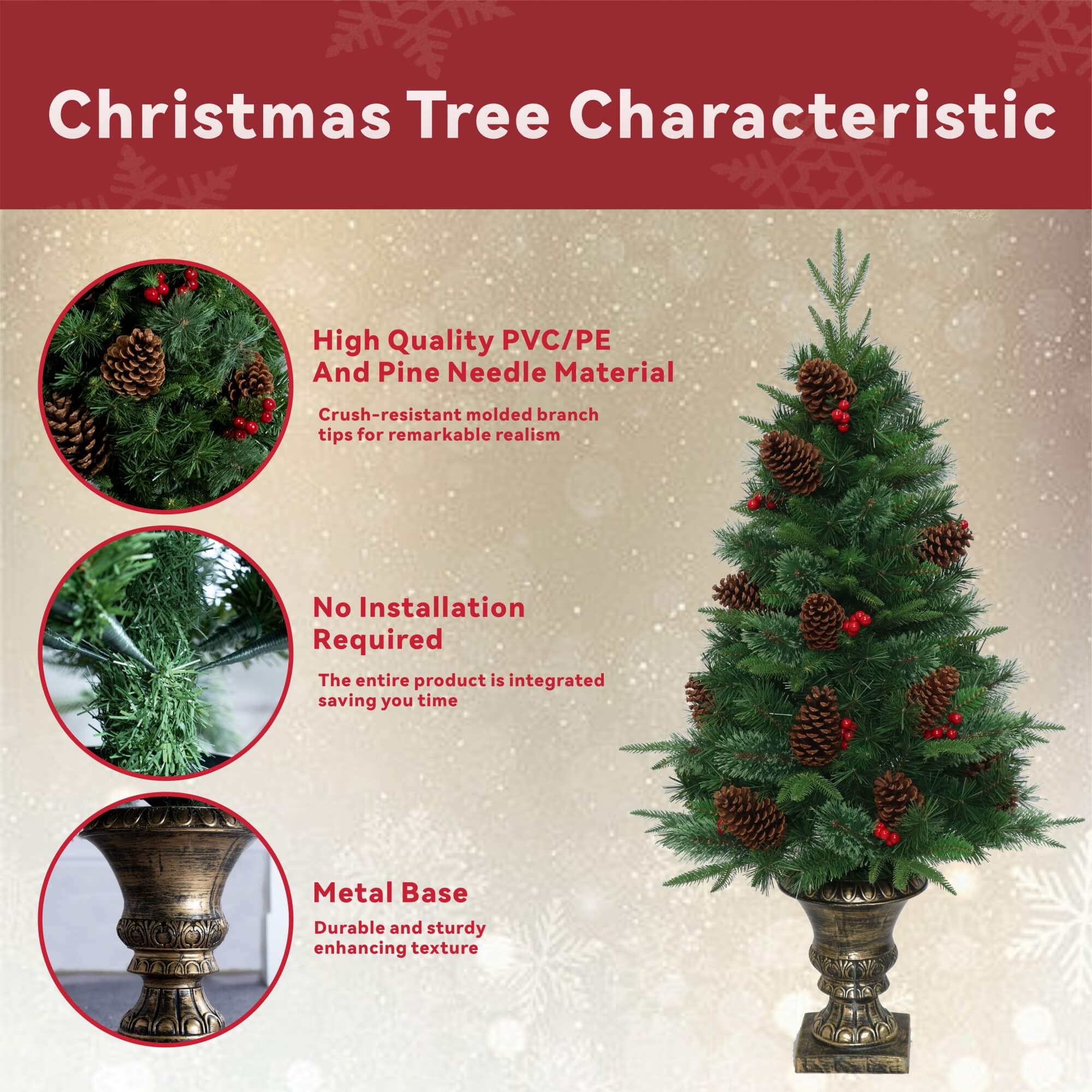 Artificial Christmas Tree with Classic Full Branch Design – 4FT (PJT-2509)