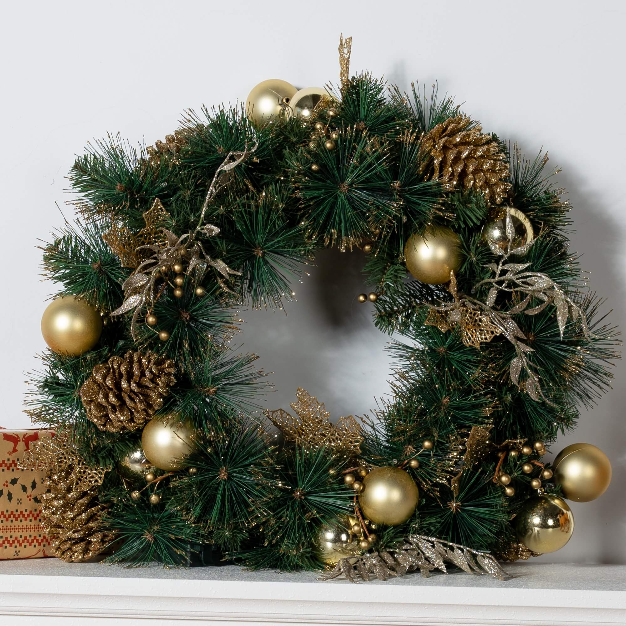 2022white × green christmas wreathe① Artificial Christmas Wreath Collection – 23.62