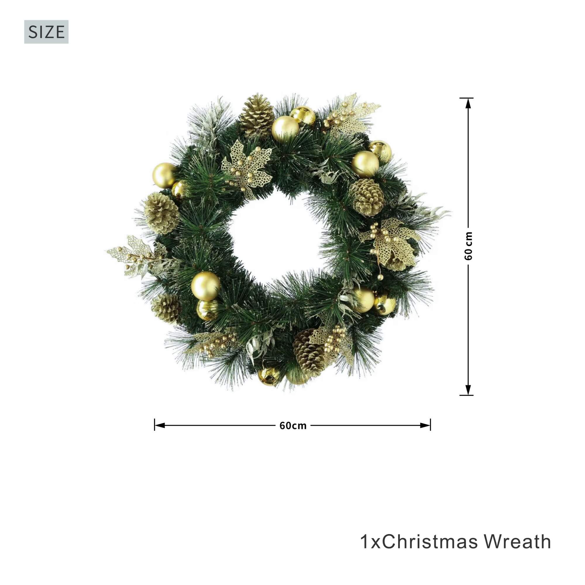 Artificial Christmas Wreath Collection – 60cm (PJW-2510 / PJW-2512)