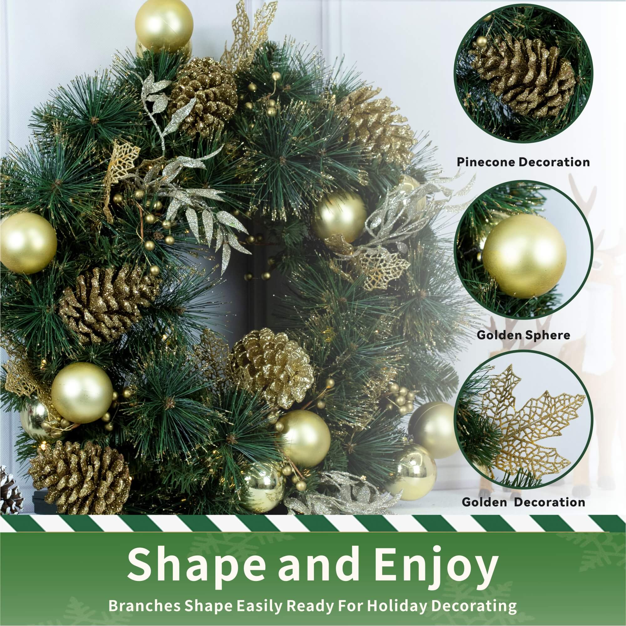 Artificial Christmas Wreath Collection – 60cm (PJW-2510 / PJW-2512)