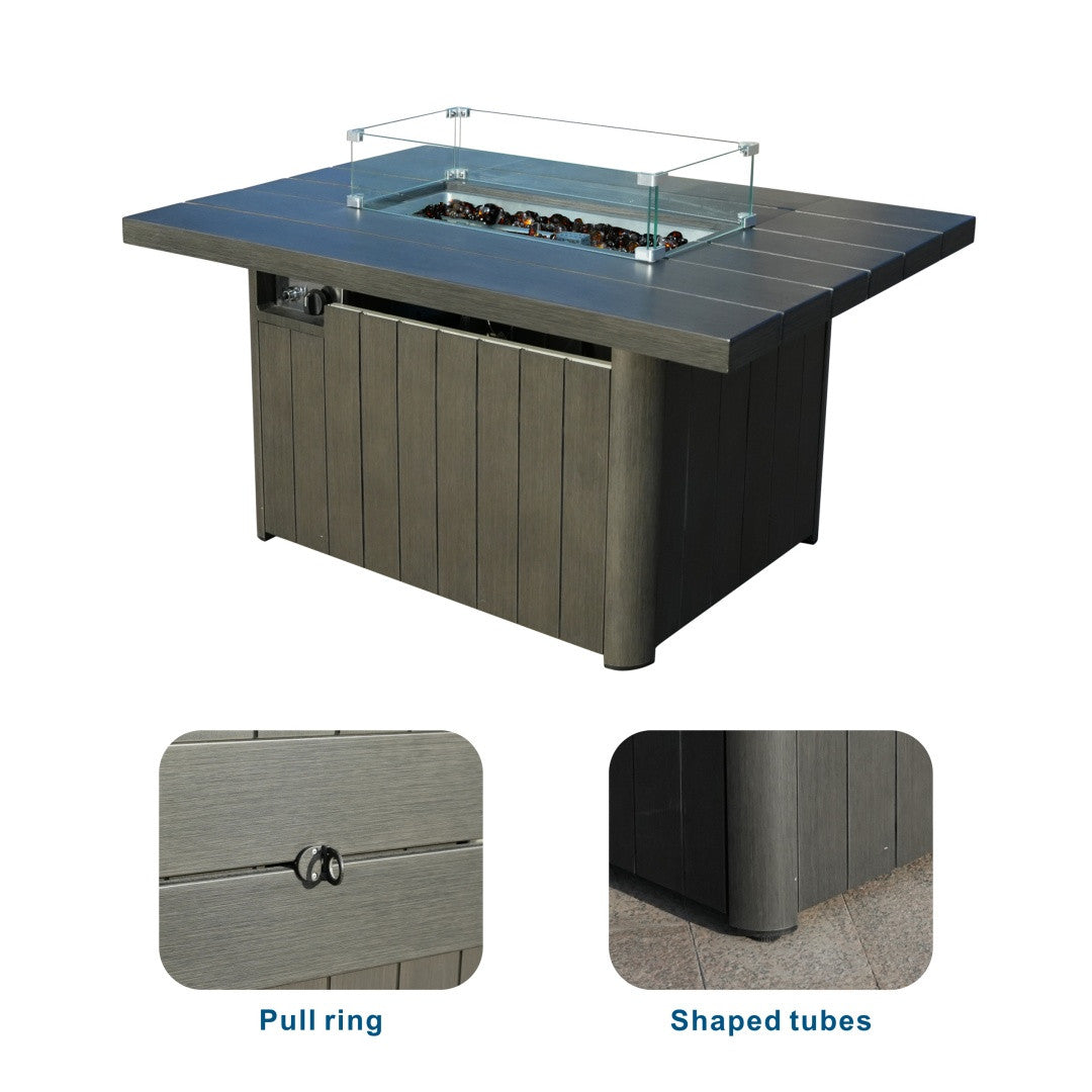 Direct Wicker Aluminum Tube Rectangular Firepit Table PAG-2334TA