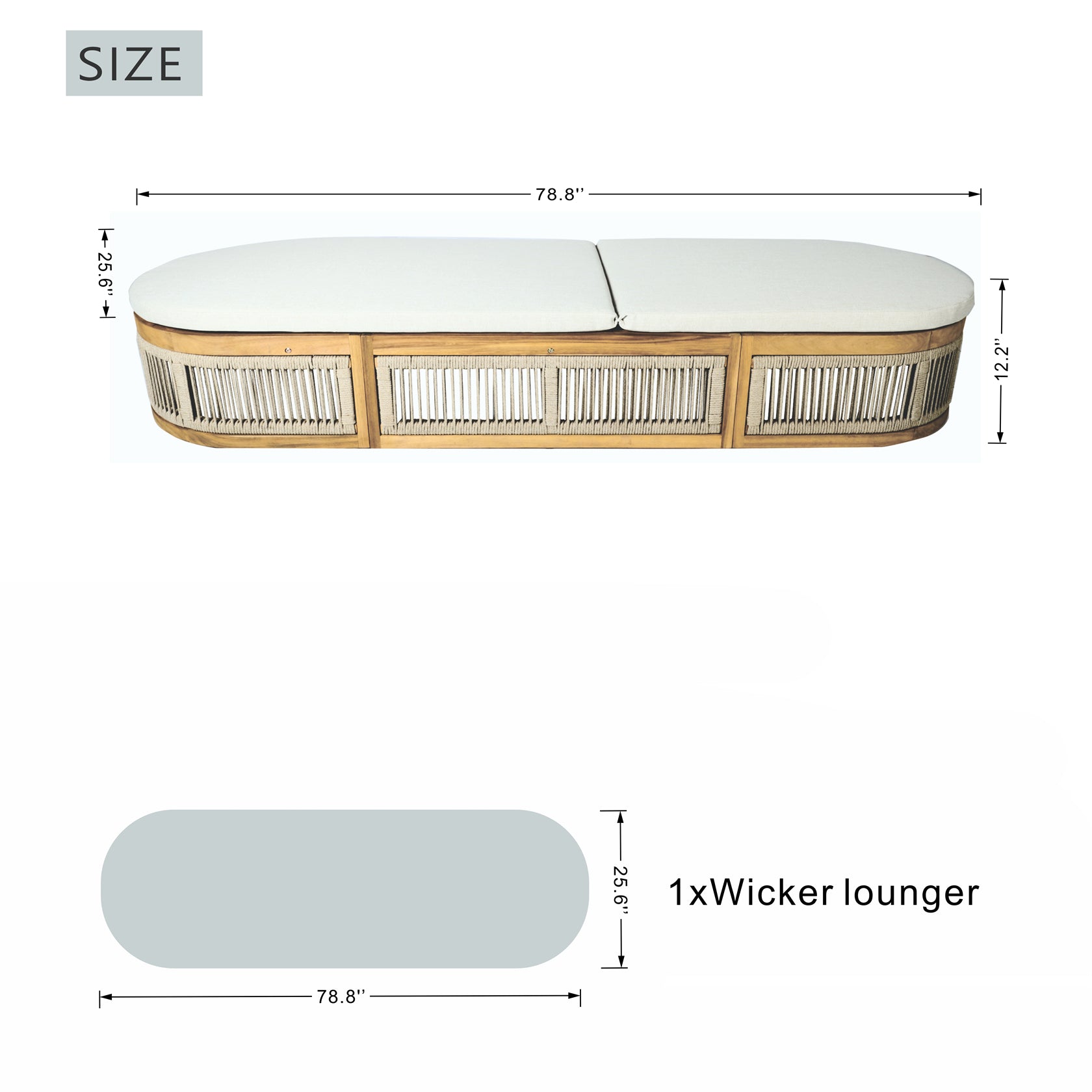 Rebel Wood ounge Set – 2 Loungers with Side Table, Woven Rope Design (PAL-2518)
