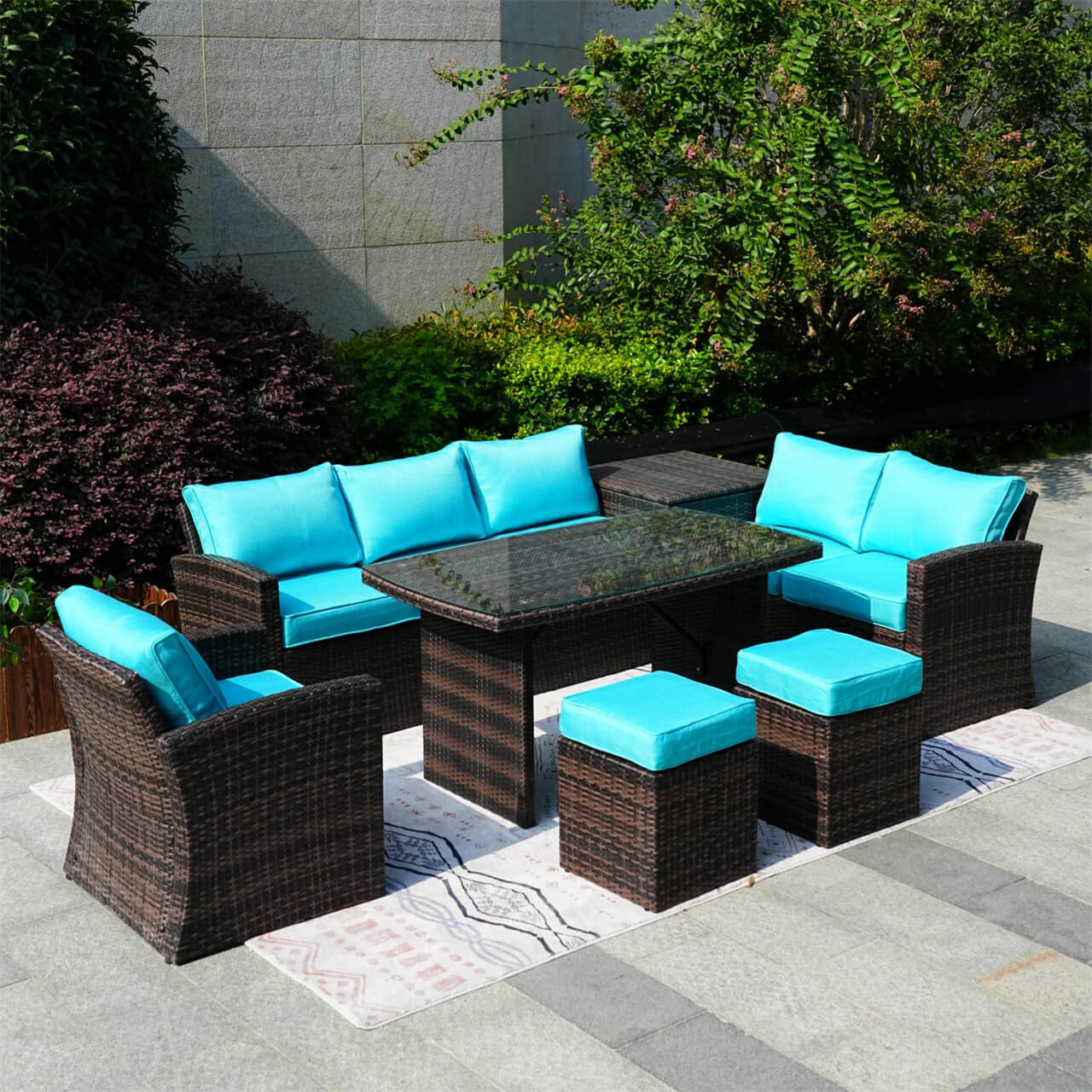 Cyan Cushion Covers for Whole Set of PAS-1403B 