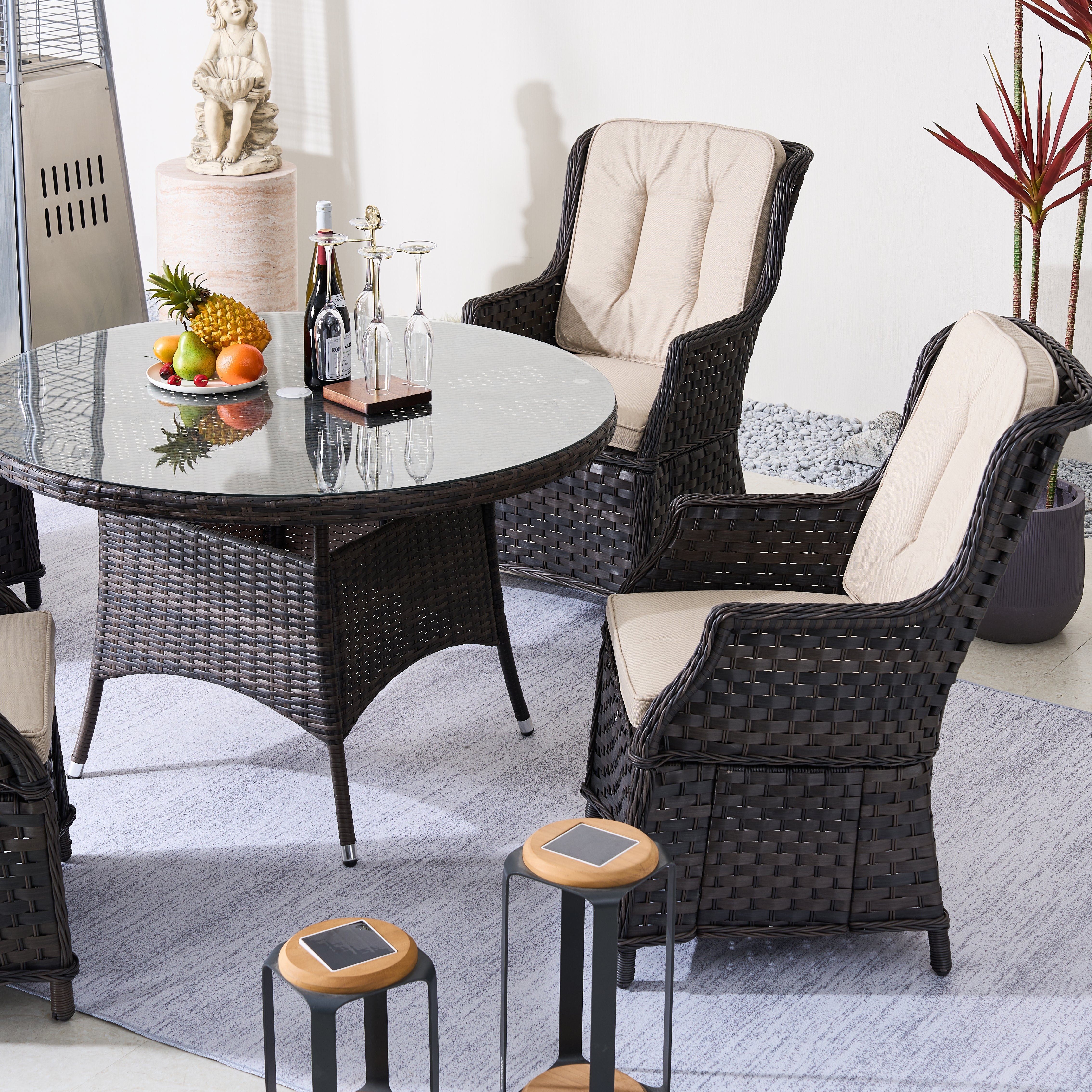 Ravenna 4-Seat Outdoor Dining Set – Round Dining Table (PAD-1709+010)