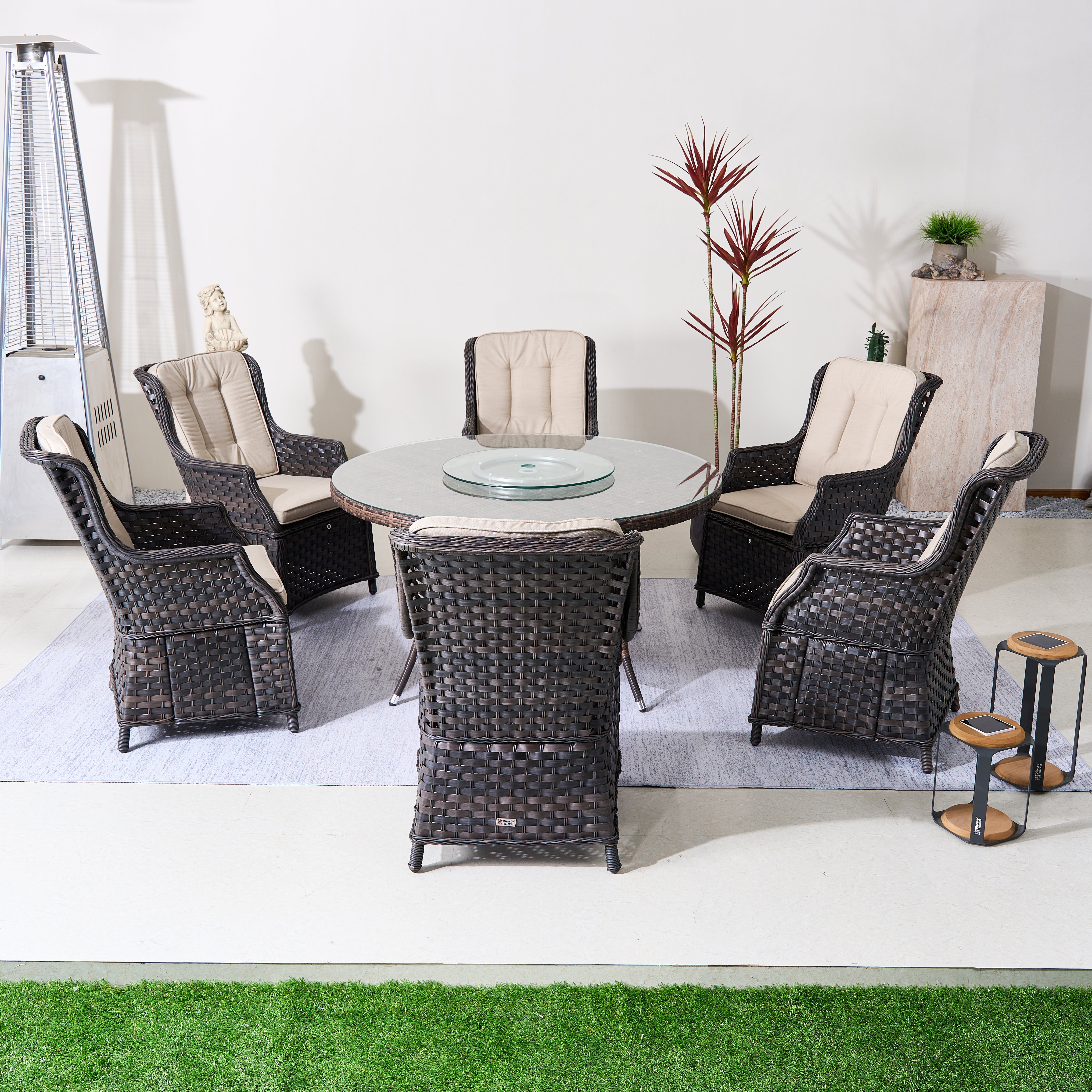 Ravenna 6-Seat Outdoor Dining Set – Round Dining Table with Glass Turntable (PAD-1711+010)