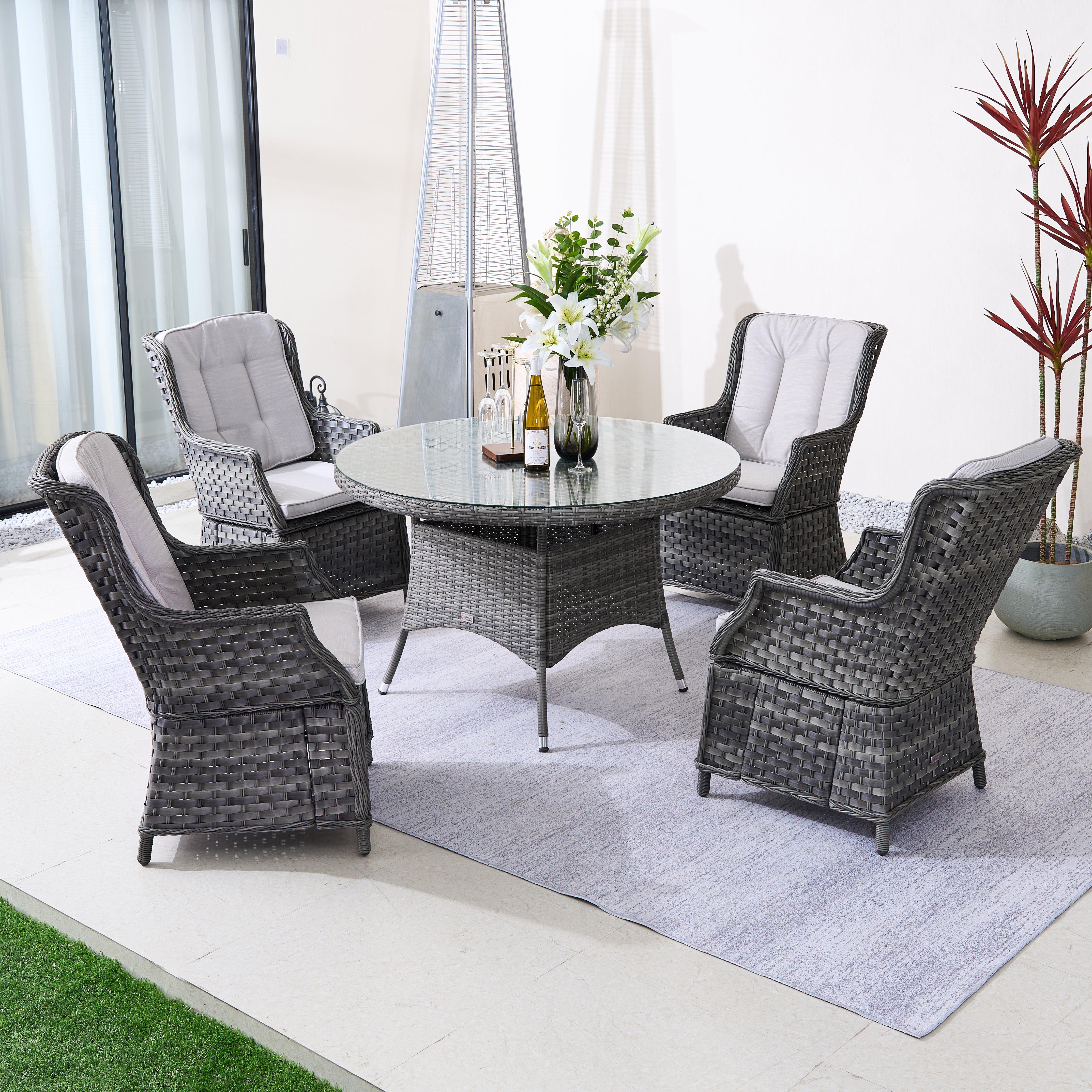 Ravenna 4-Seat Outdoor Dining Set – Round Dining Table (PAD-1709+010)