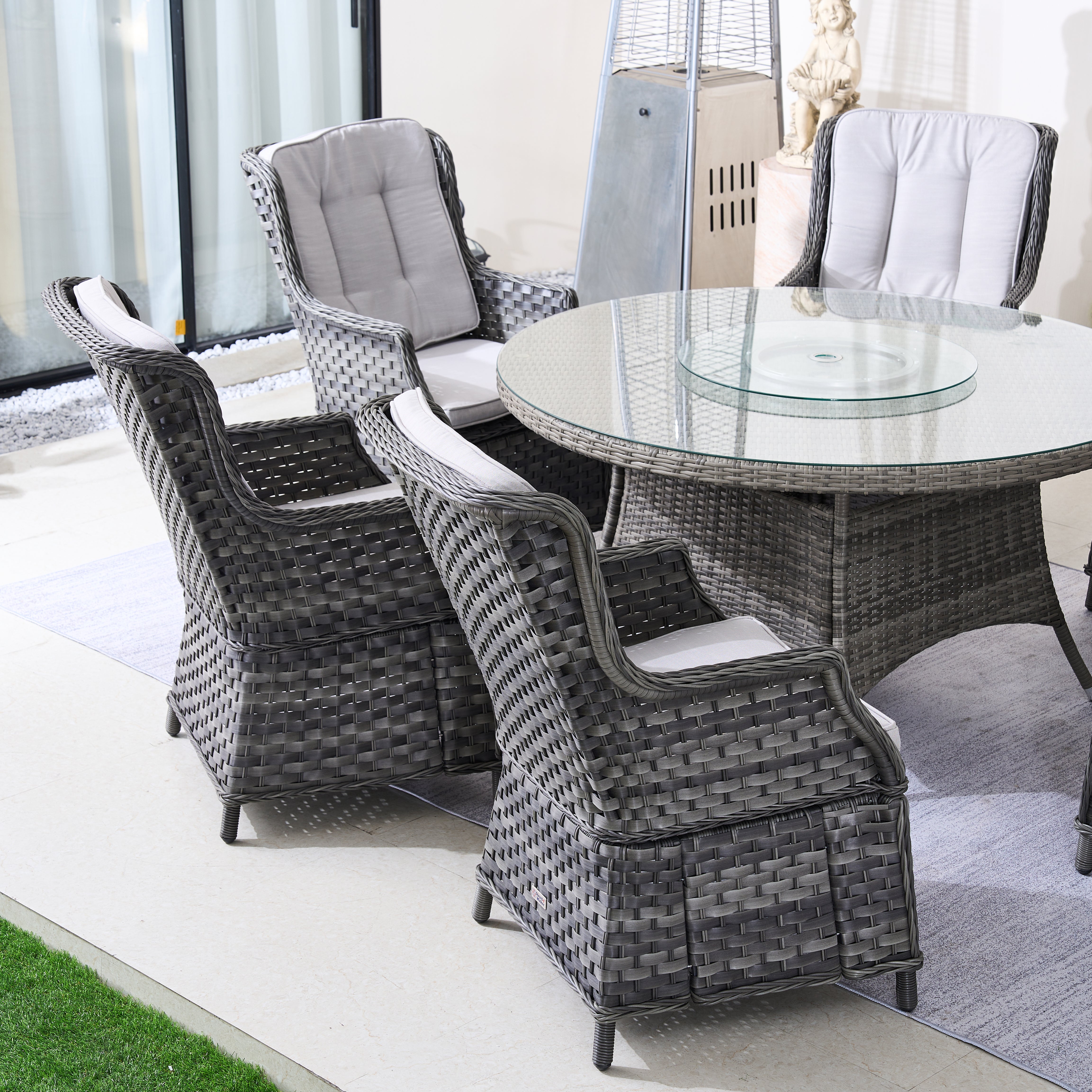 Ravenna 6-Seat Outdoor Dining Set – Round Dining Table with Glass Turntable (PAD-1711+010)