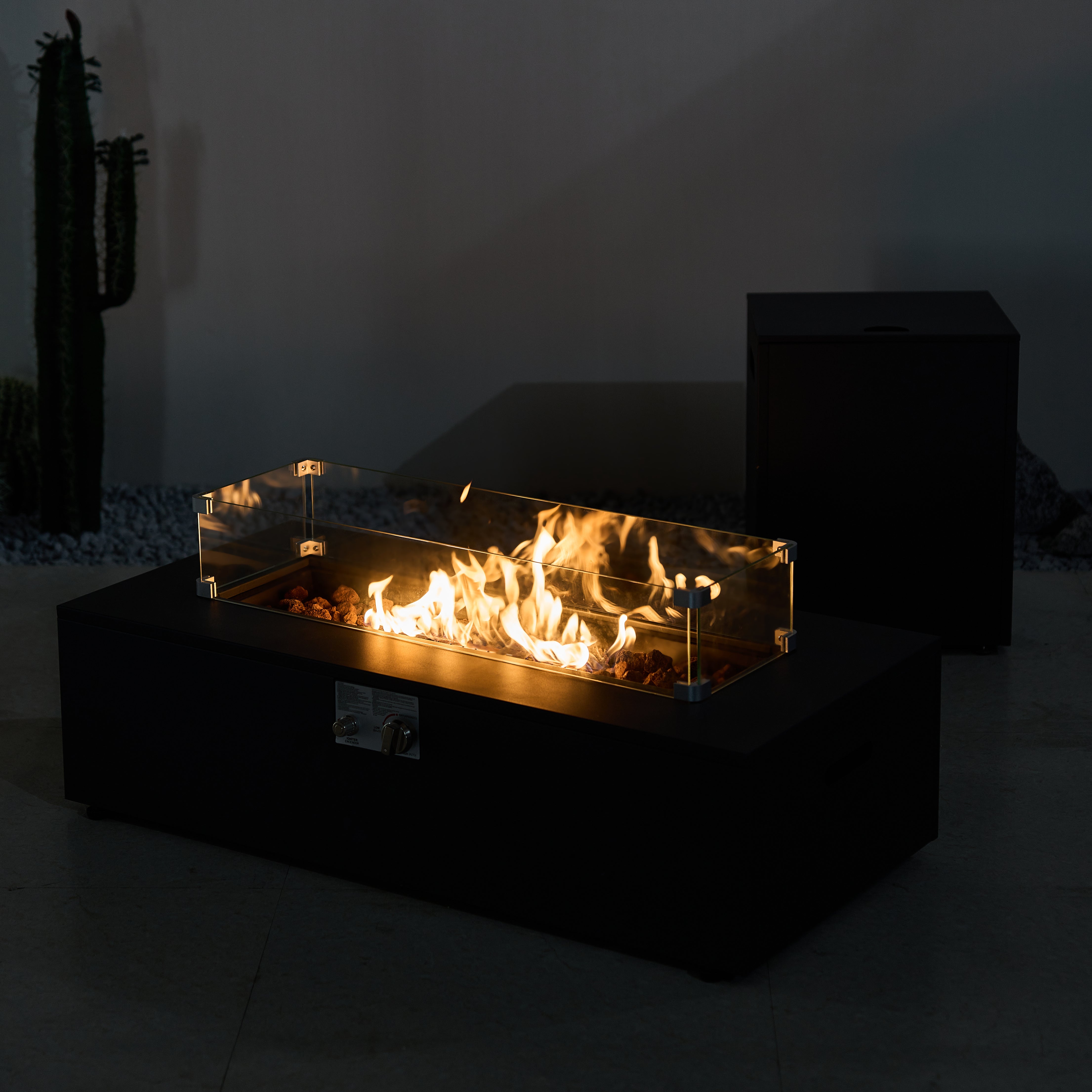 Iron Removable Fire Pit Table Set with Side Table and Accessories