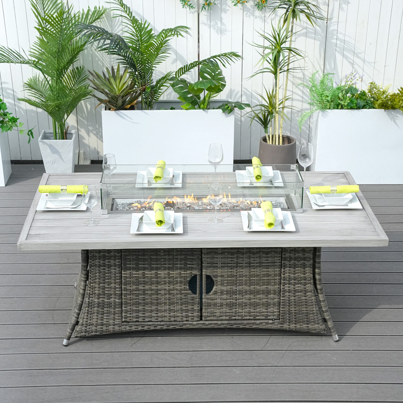 6-Seat Rectangle Fire Pit Table with Aluminum Top (PAG-1106RA-T)