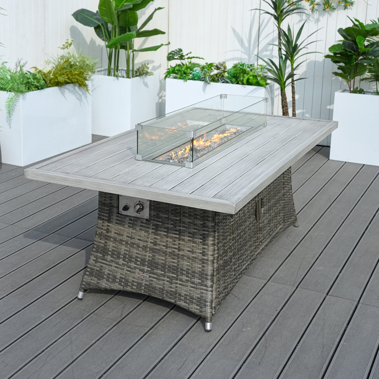 6-Seat Rectangle Fire Pit Table with Aluminum Top (PAG-1106RA-T)