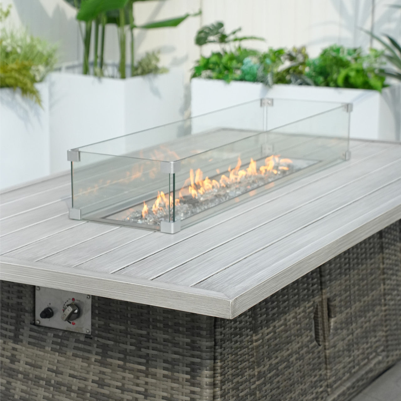 6-Seat Rectangle Fire Pit Table with Aluminum Top (PAG-1106RA-T)