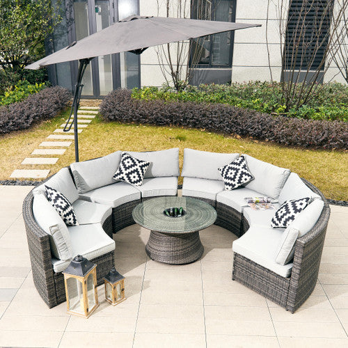 Sonoma 8-Seat Outdoor Conversation Set with Round Coffee Table (PAS-1205B-KD)
