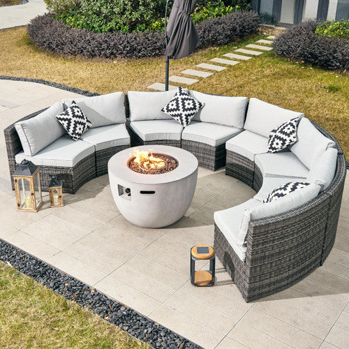 Sonoma 8-Seater Outdoor Fire Pit Set with Round Fire Pit Table (PAS-1205B+2160)