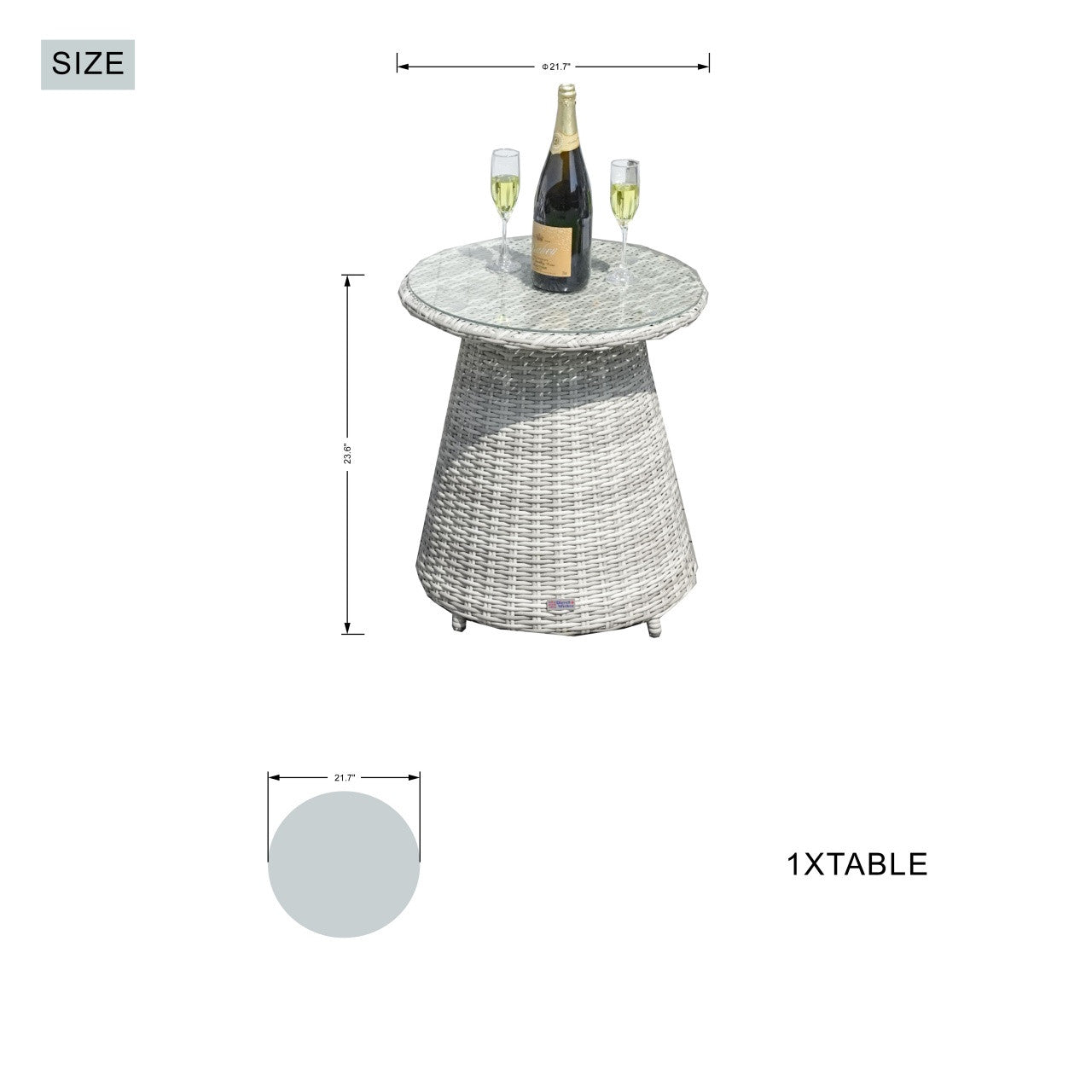 2-Person Round Bistro Table 21"Dx23"H (Model PAD-1708-Table)