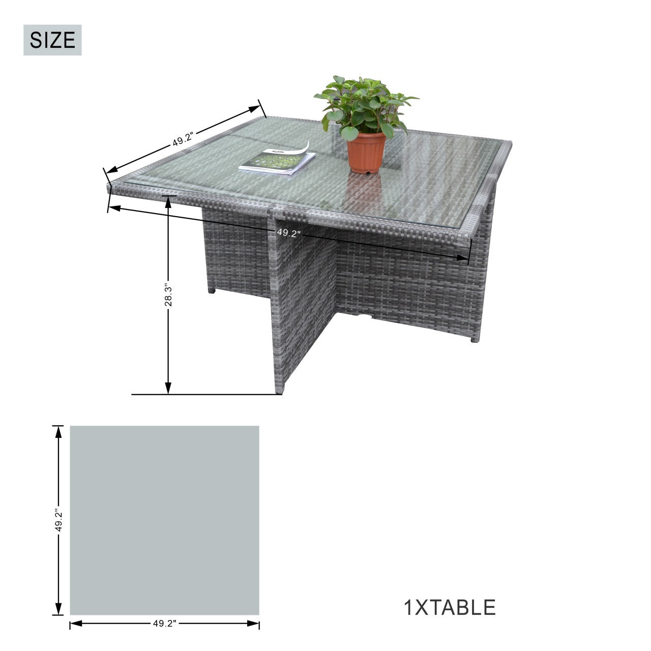 4-Seat Cube Outdoor Dining Table (PAD-3233B-Table)